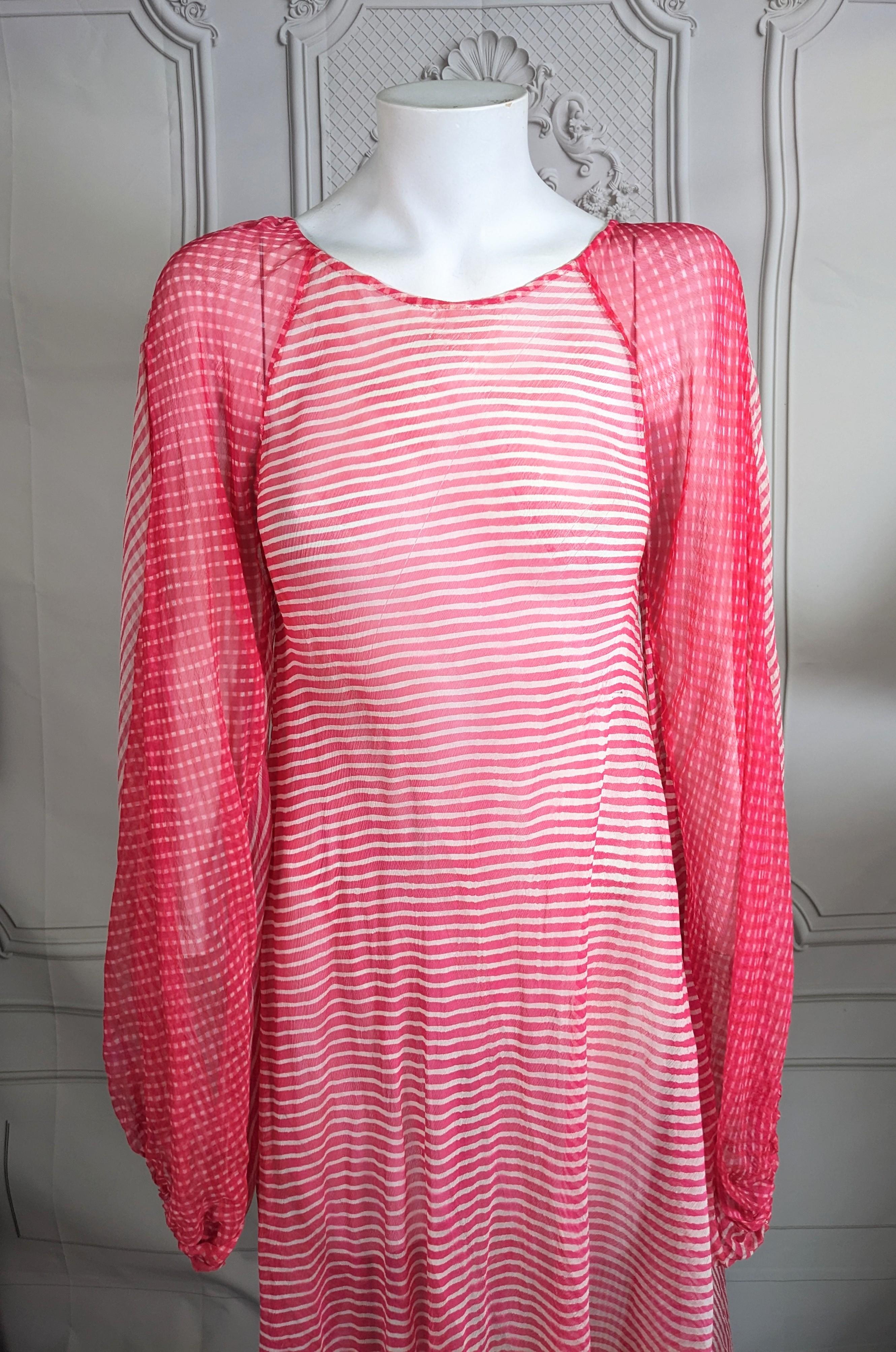 Silk Chiffon Rasberry Sheer Boho Gown For Sale 10