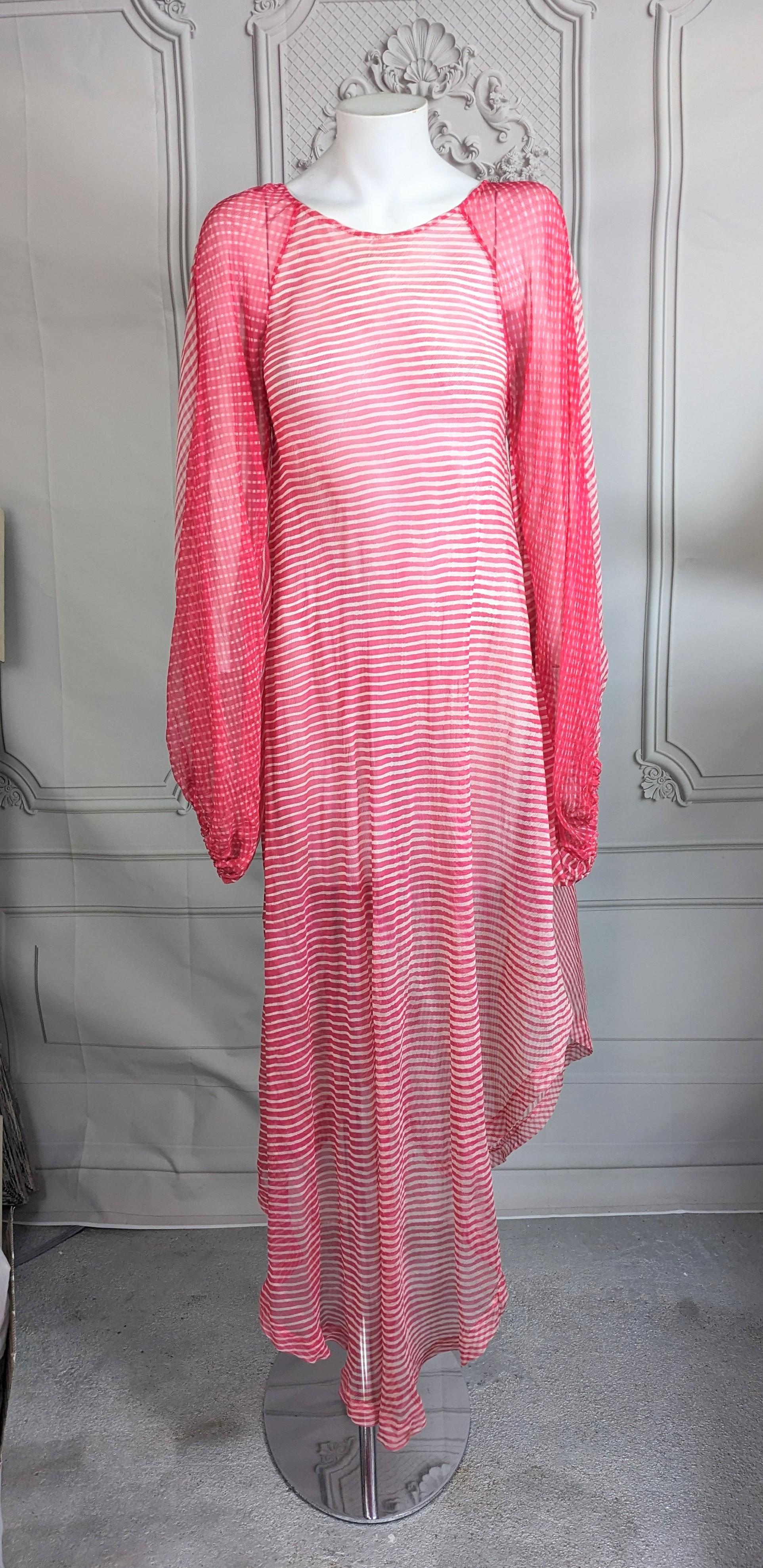 Silk Chiffon Rasberry Sheer Boho Gown For Sale 11