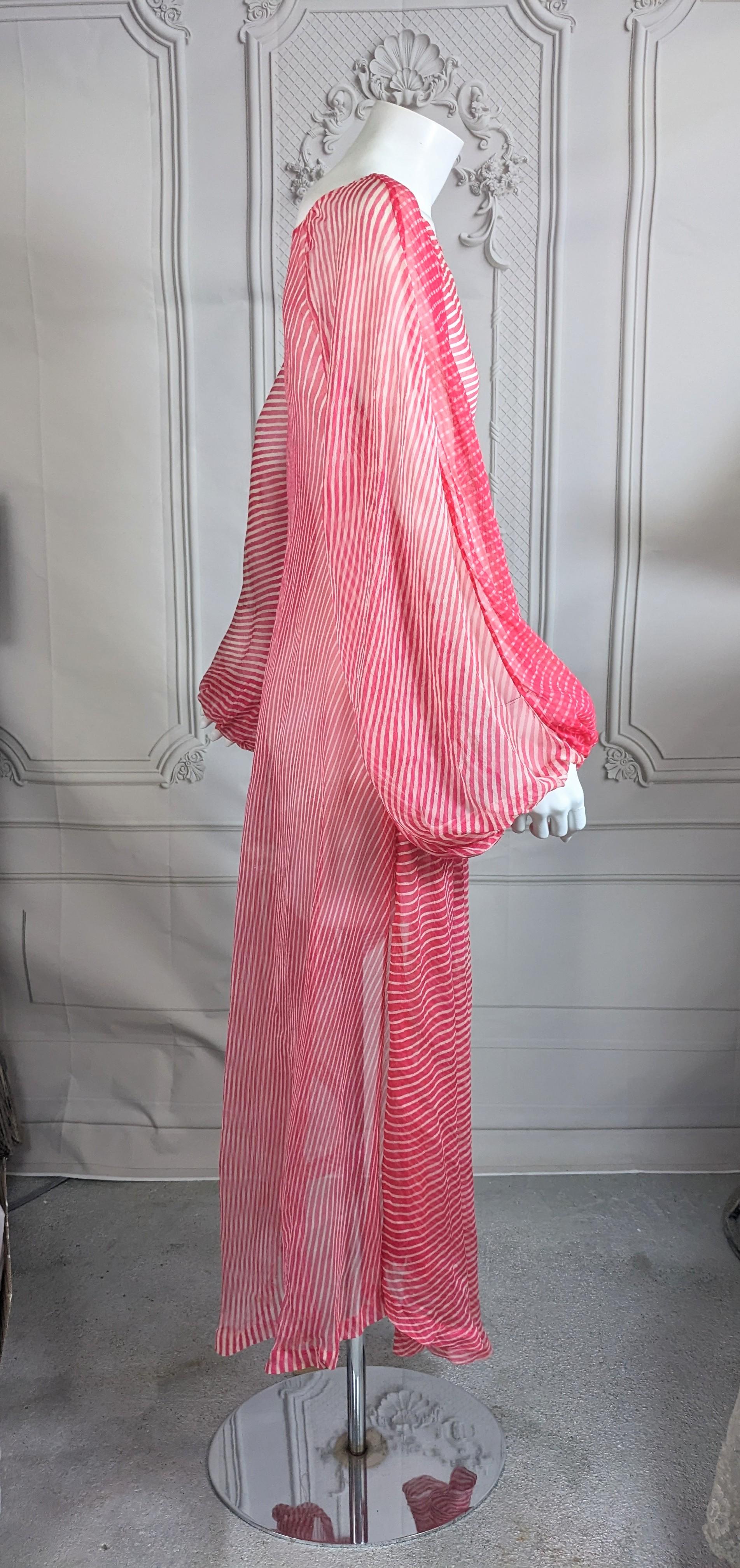 Silk Chiffon Rasberry Sheer Boho Gown For Sale 1