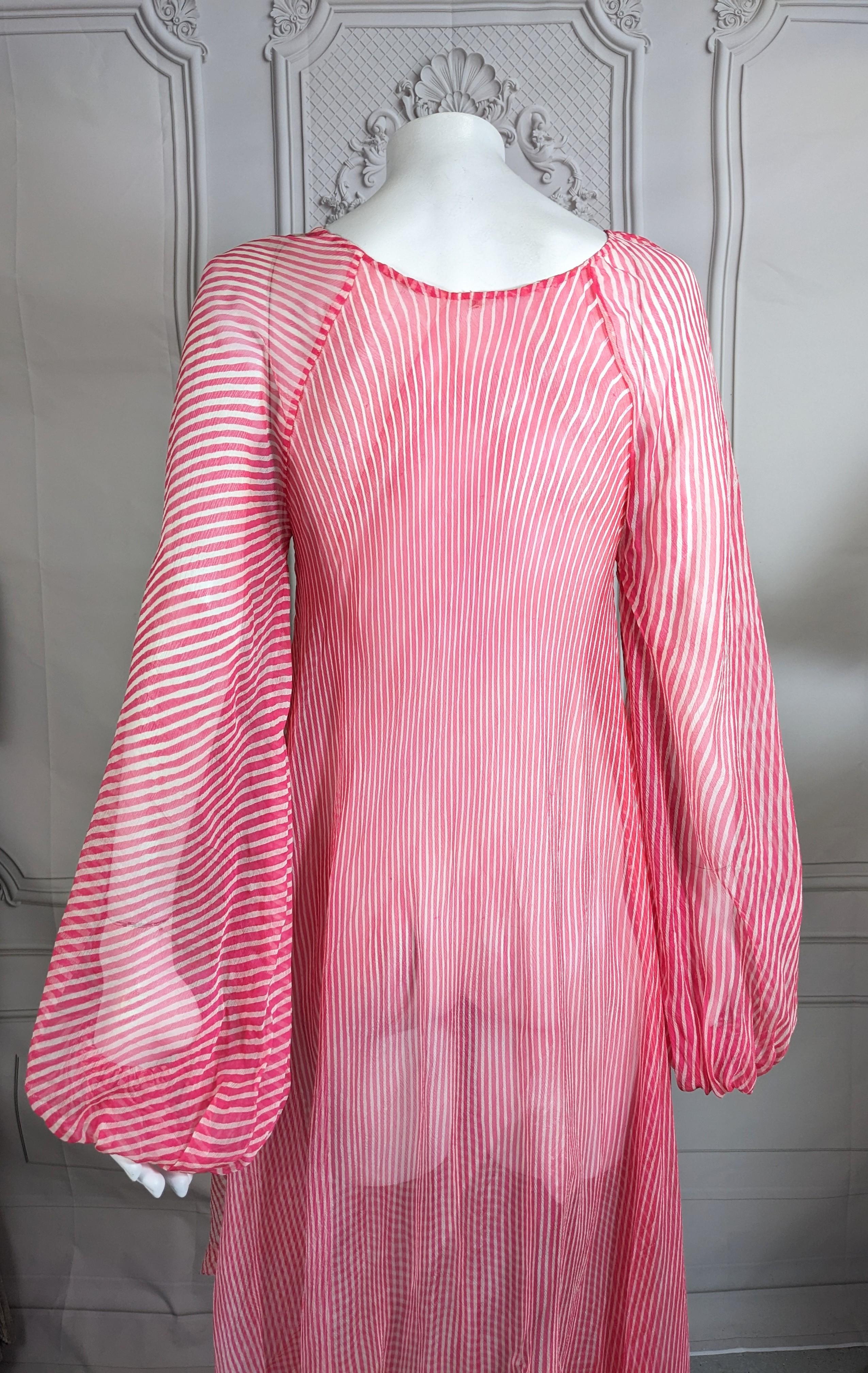 Silk Chiffon Rasberry Sheer Boho Gown For Sale 2