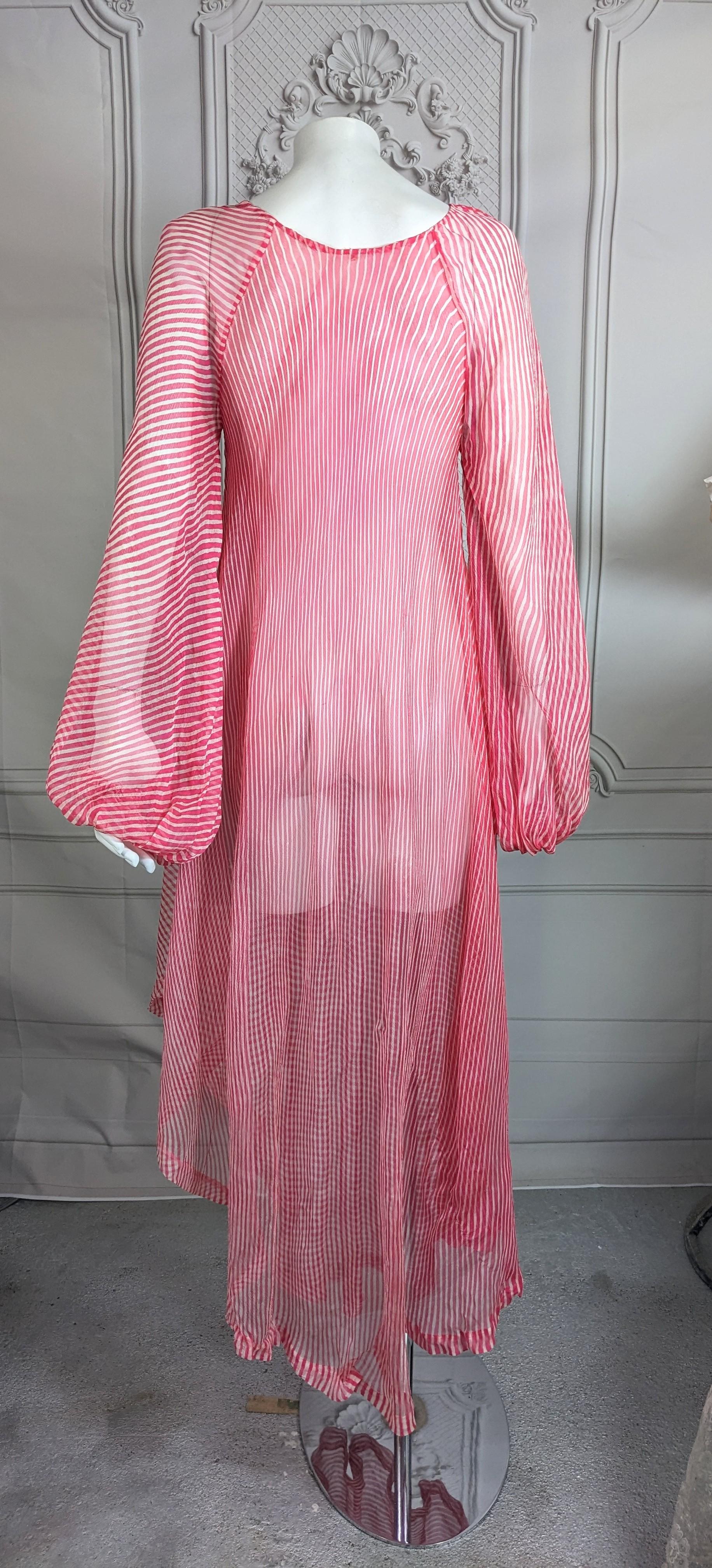 Silk Chiffon Rasberry Sheer Boho Gown For Sale 3