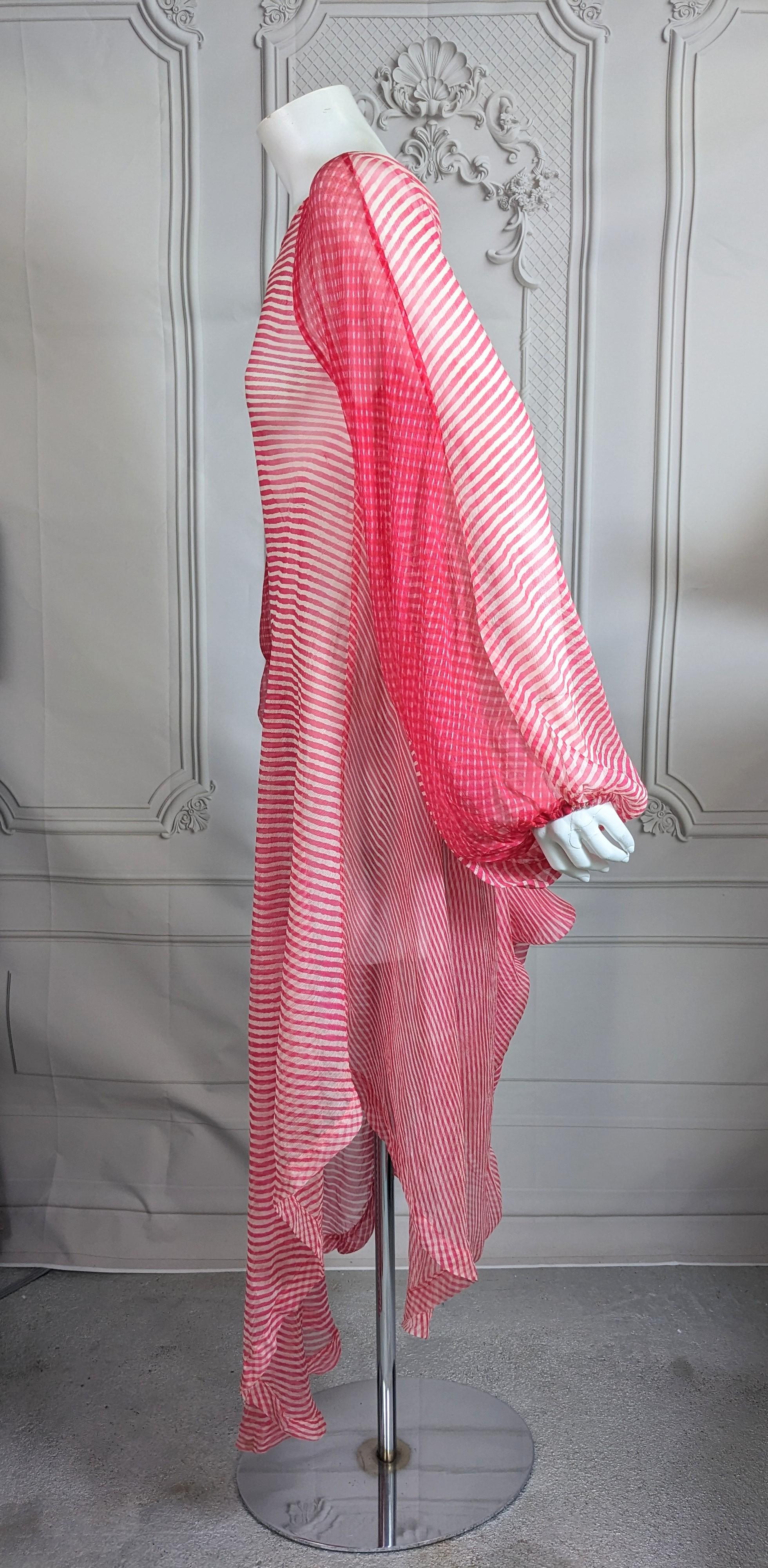 Silk Chiffon Rasberry Sheer Boho Gown For Sale 4