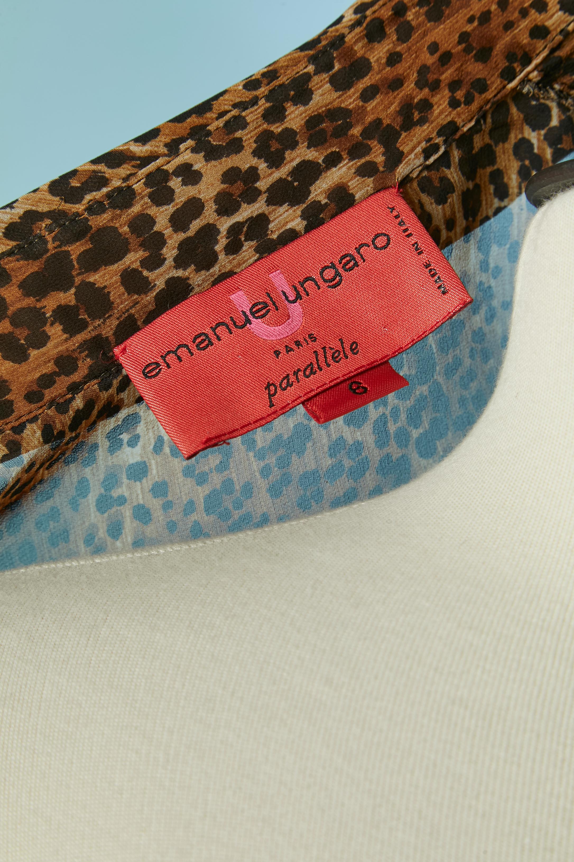Camicia in chiffon di seta con stampa leopardata e papillon UNGARO PARALLÈLE in vendita 1
