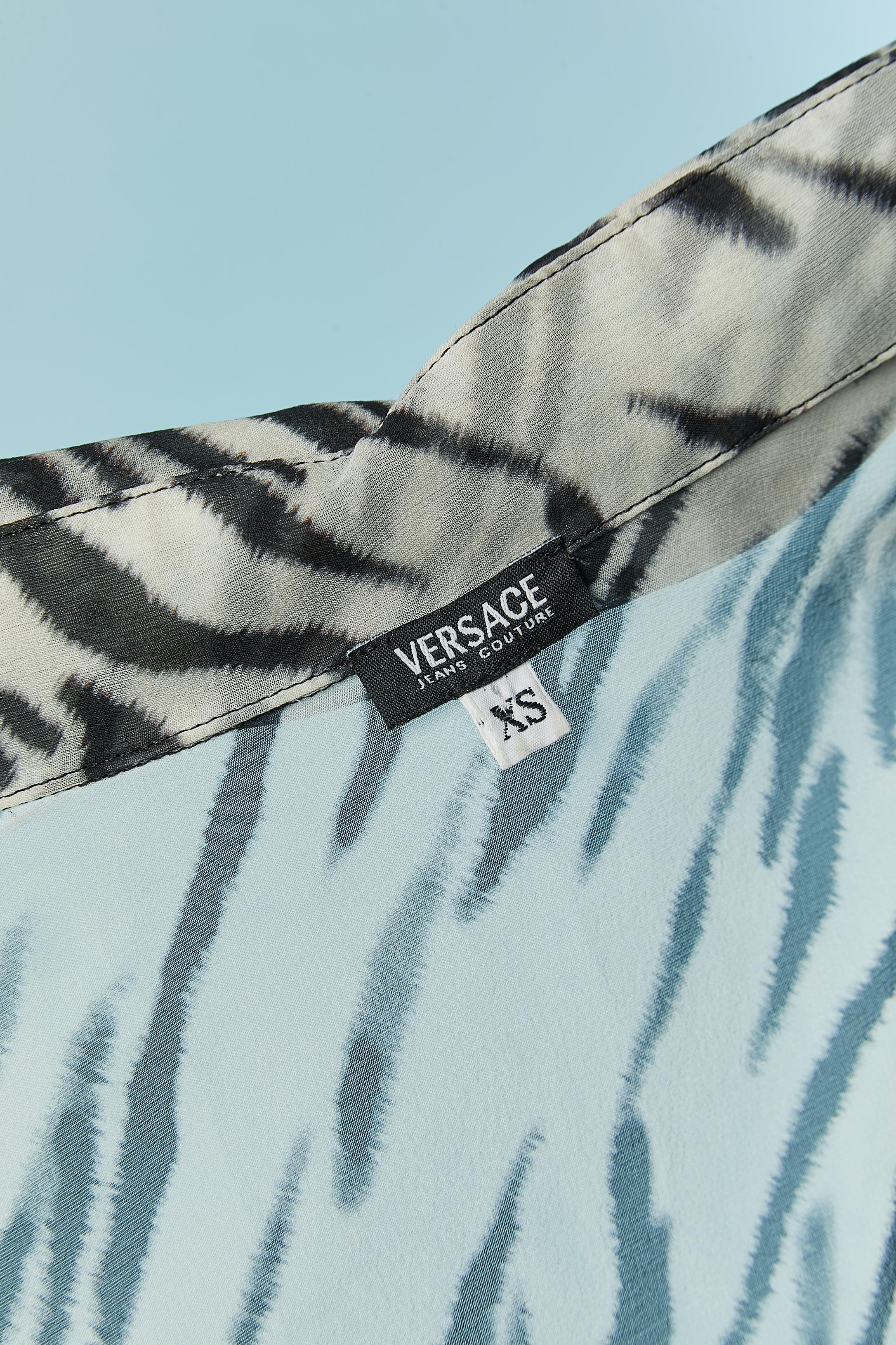Camicia in chiffon di seta con stampa zebrata VERSACE JEANS COUTURE in vendita 4