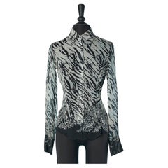 Camicia in chiffon di seta con stampa zebrata VERSACE JEANS COUTURE