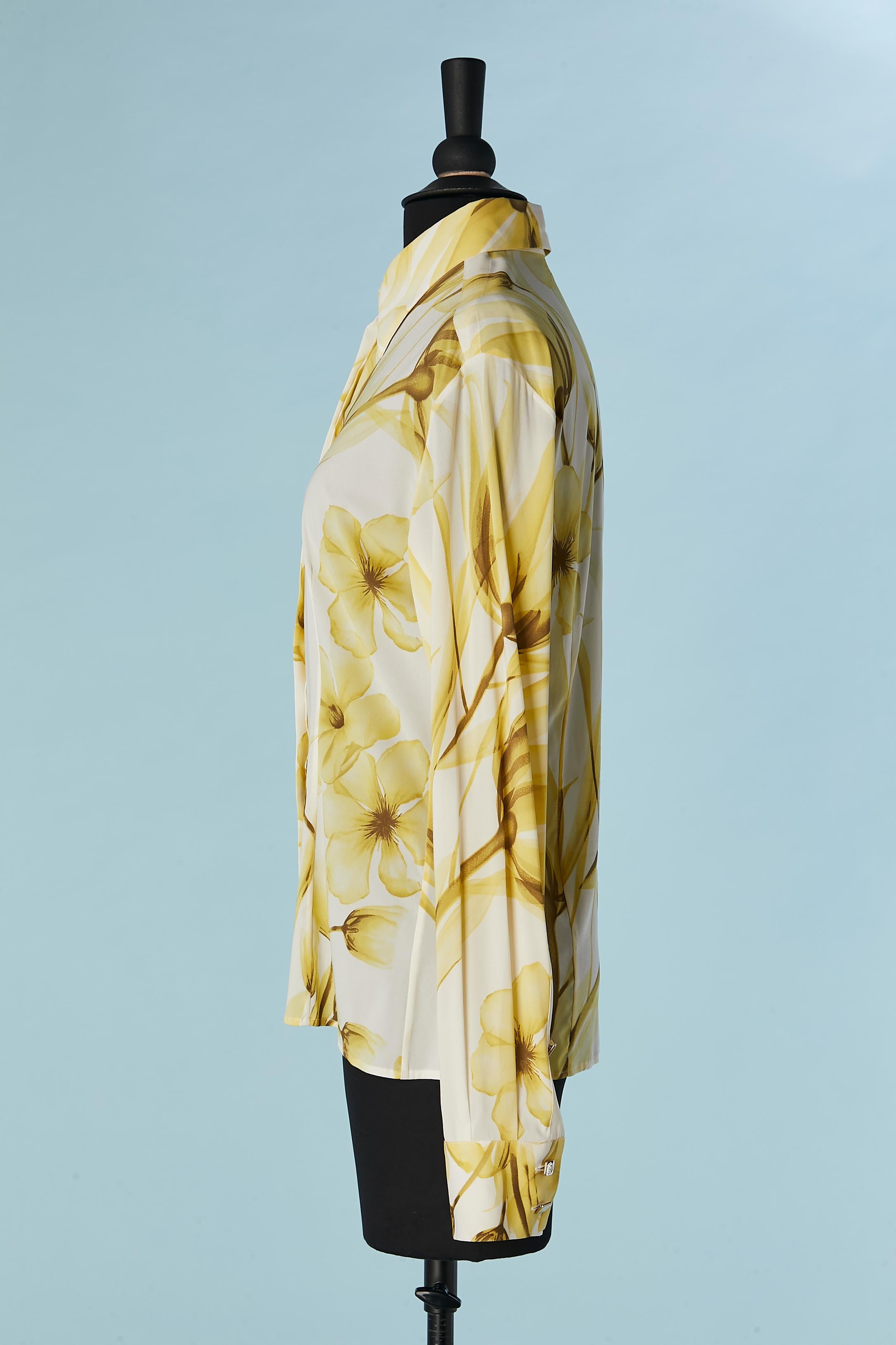 Women's Silk chiffon shirt with flower print VERSACE  For Sale
