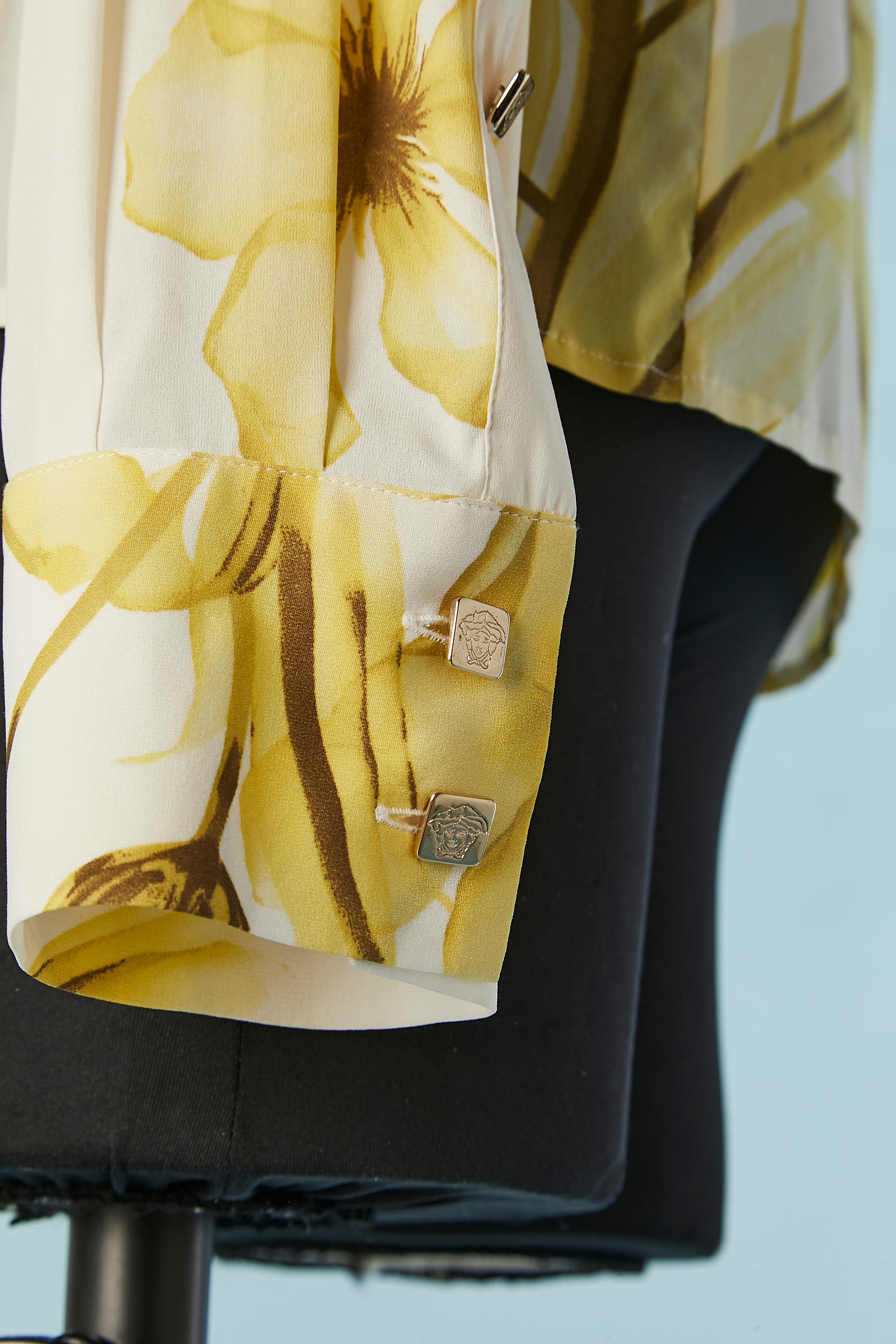 Silk chiffon shirt with flower print VERSACE  For Sale 1