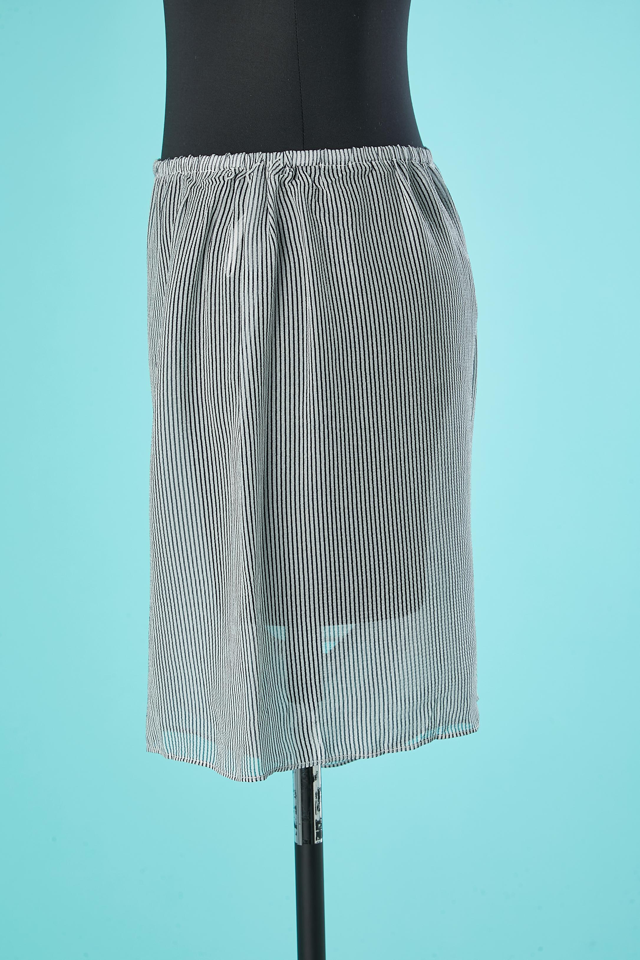 Gray Silk chiffon short with navy blue stripes Chanel  For Sale