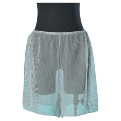 Pantaloncino in chiffon di seta a righe blu navy Chanel