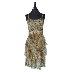 Silk chiffon sleeveless cocktail dress with animal print VALENTINO Boutique