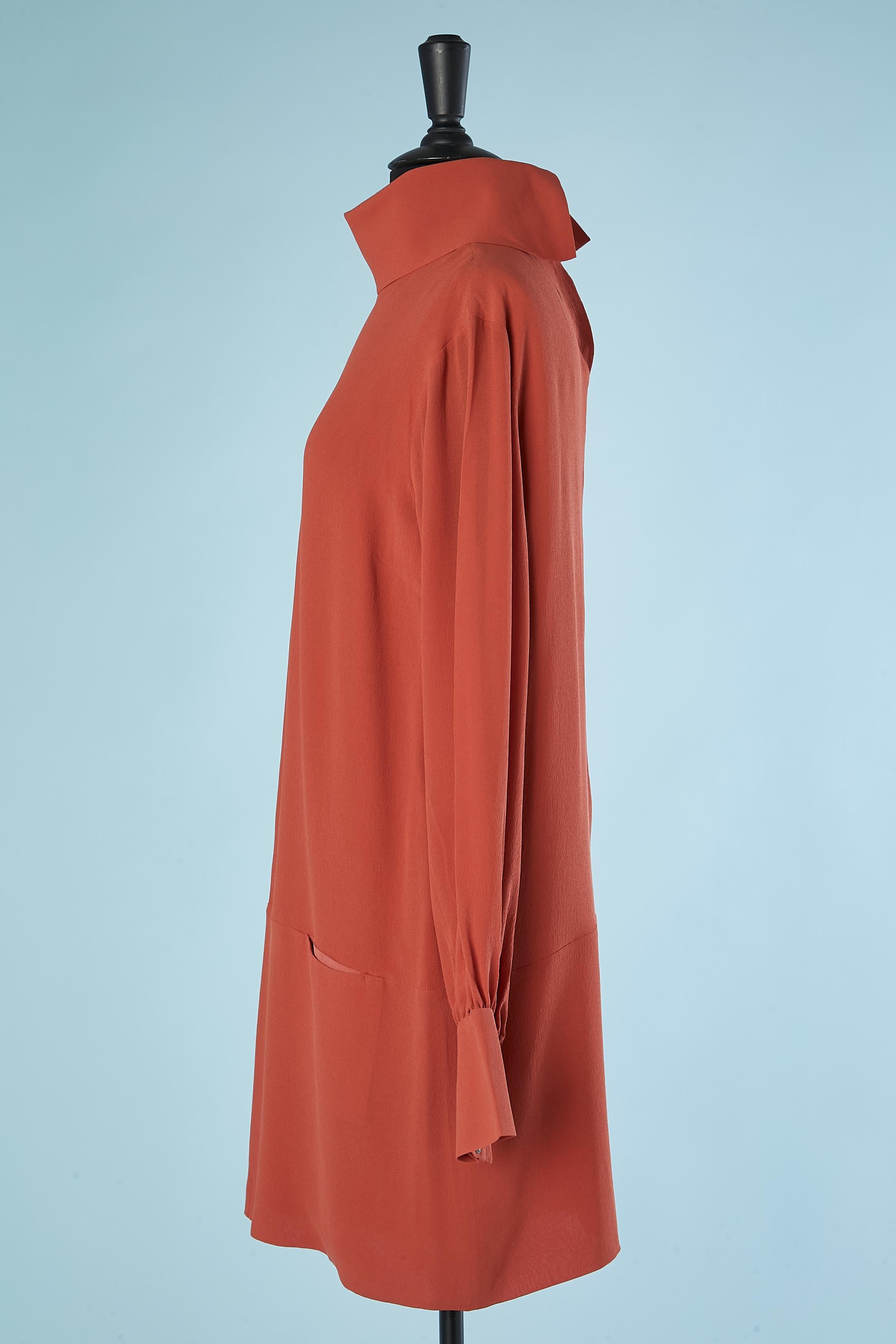 Silk chiffon terracota dress Fendi  In Excellent Condition For Sale In Saint-Ouen-Sur-Seine, FR