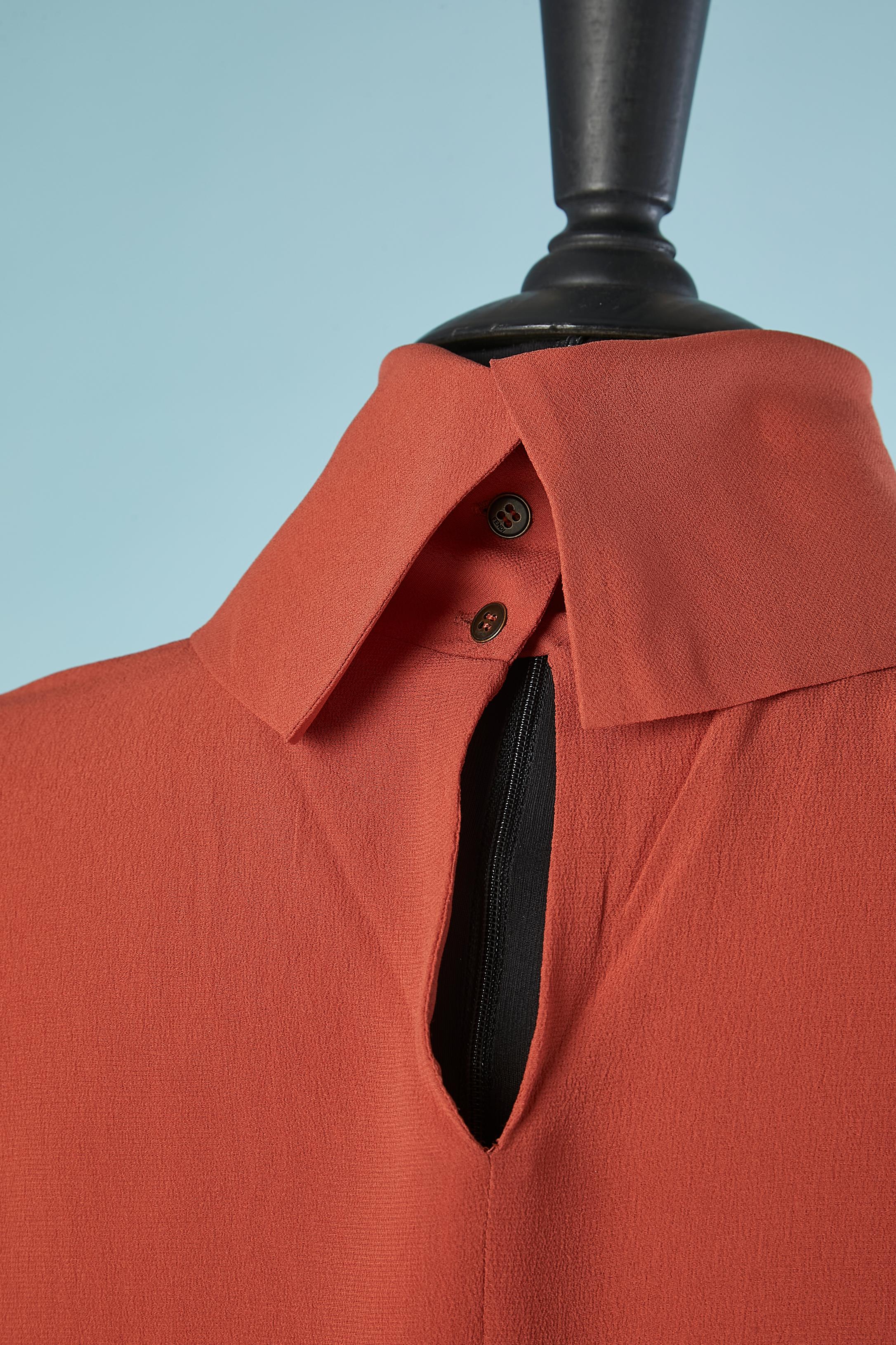Silk chiffon terracota dress Fendi For Sale 1