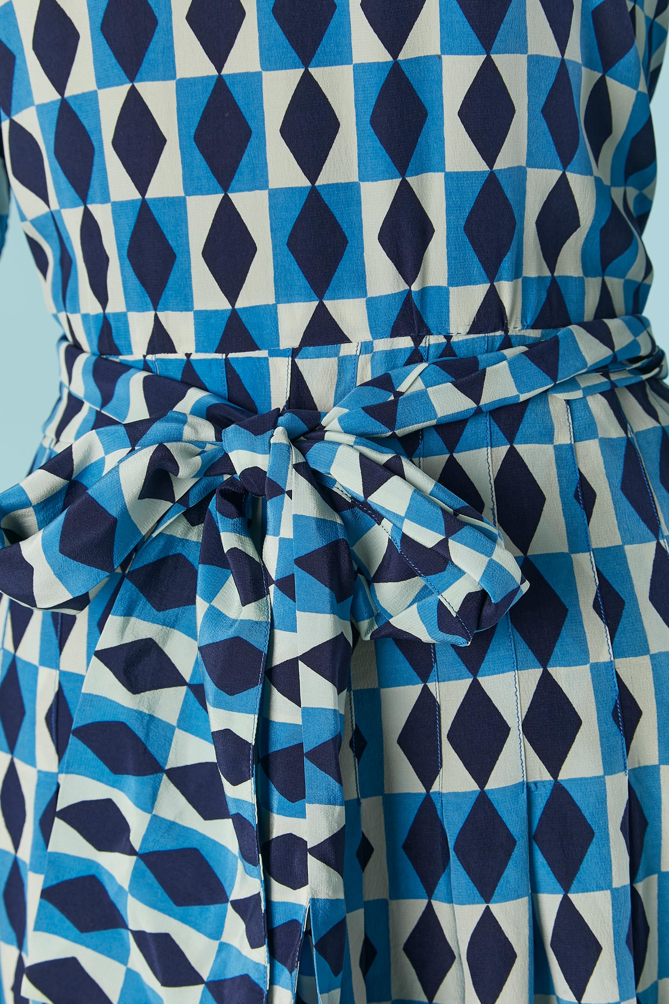 Blue Silk cocktail dress with 