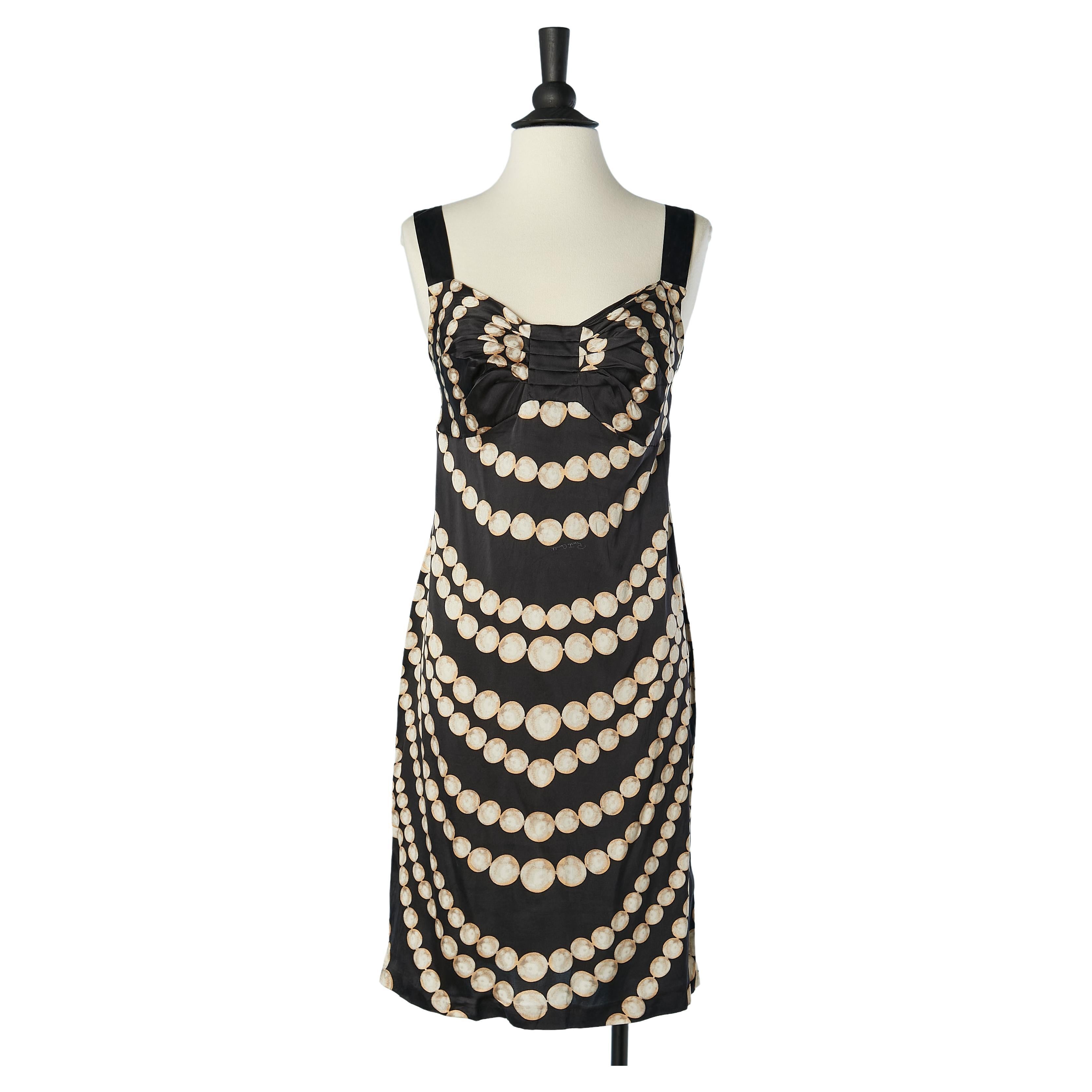 Silk cocktail dress with pearls print Roberto Cavalli  For Sale