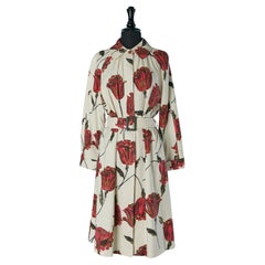 Trench in seta, cotone e lino con stampa floreale Dries Van Noten