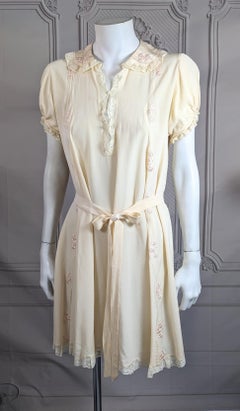 Silk Crepe Embroidered Mini Dress