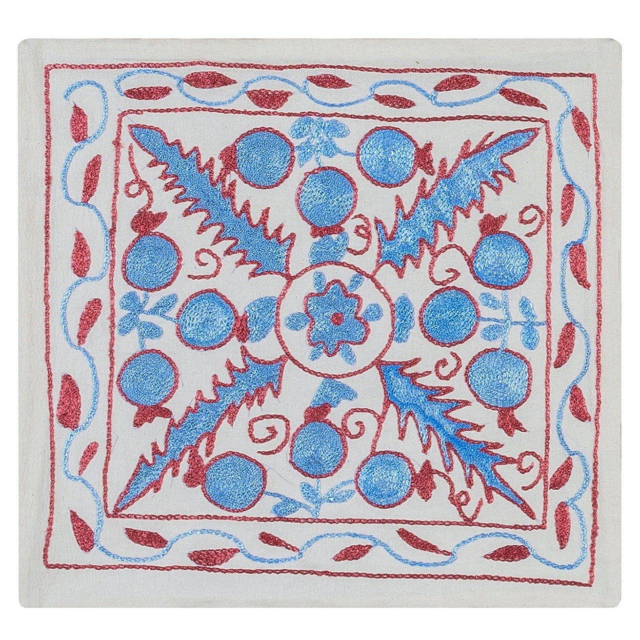Funda de Cojín de Seda, Almohada Bordada a Mano, Almohada de Encaje Suzani