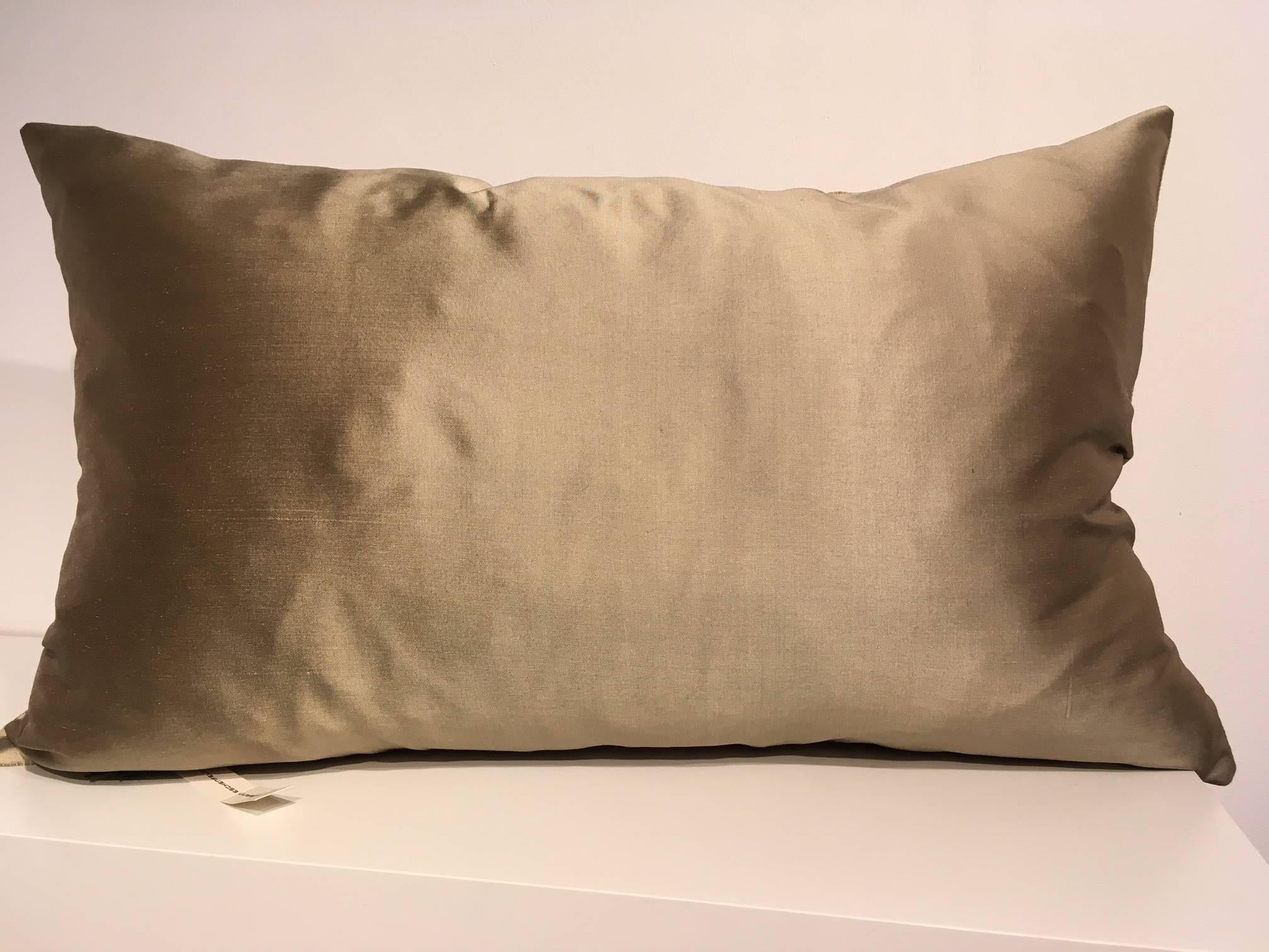 German Silk Cushion Pleated Centre Stripe Detail Color Platinum For Sale