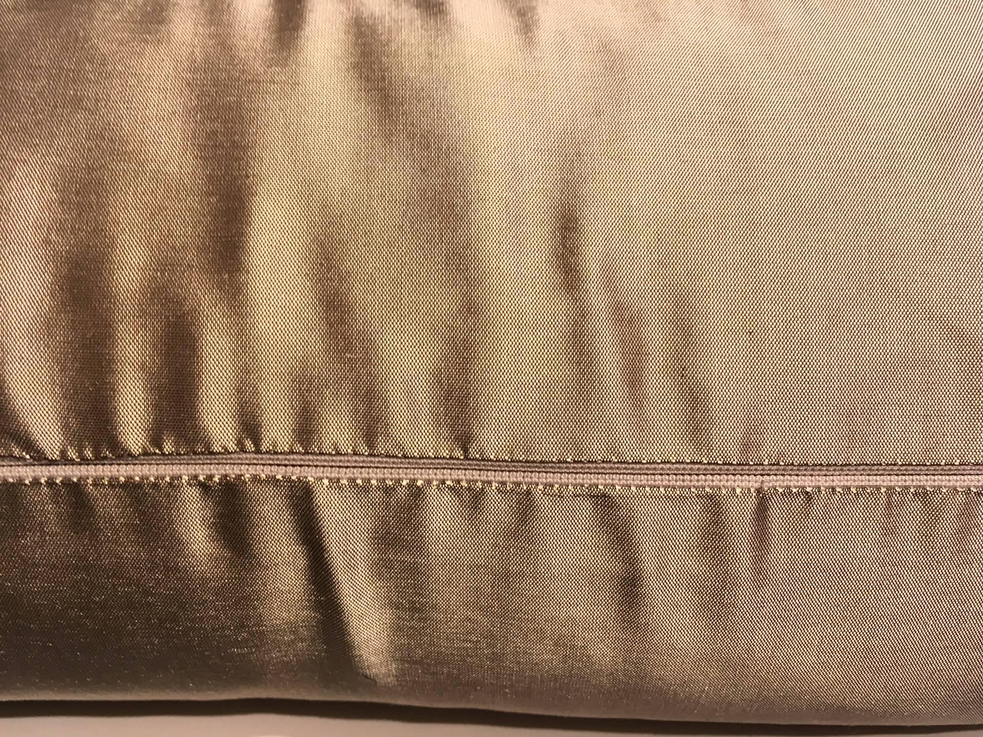Modern Silk Cushion Pleated Horizontal Stripe Detail Colour Platinum For Sale
