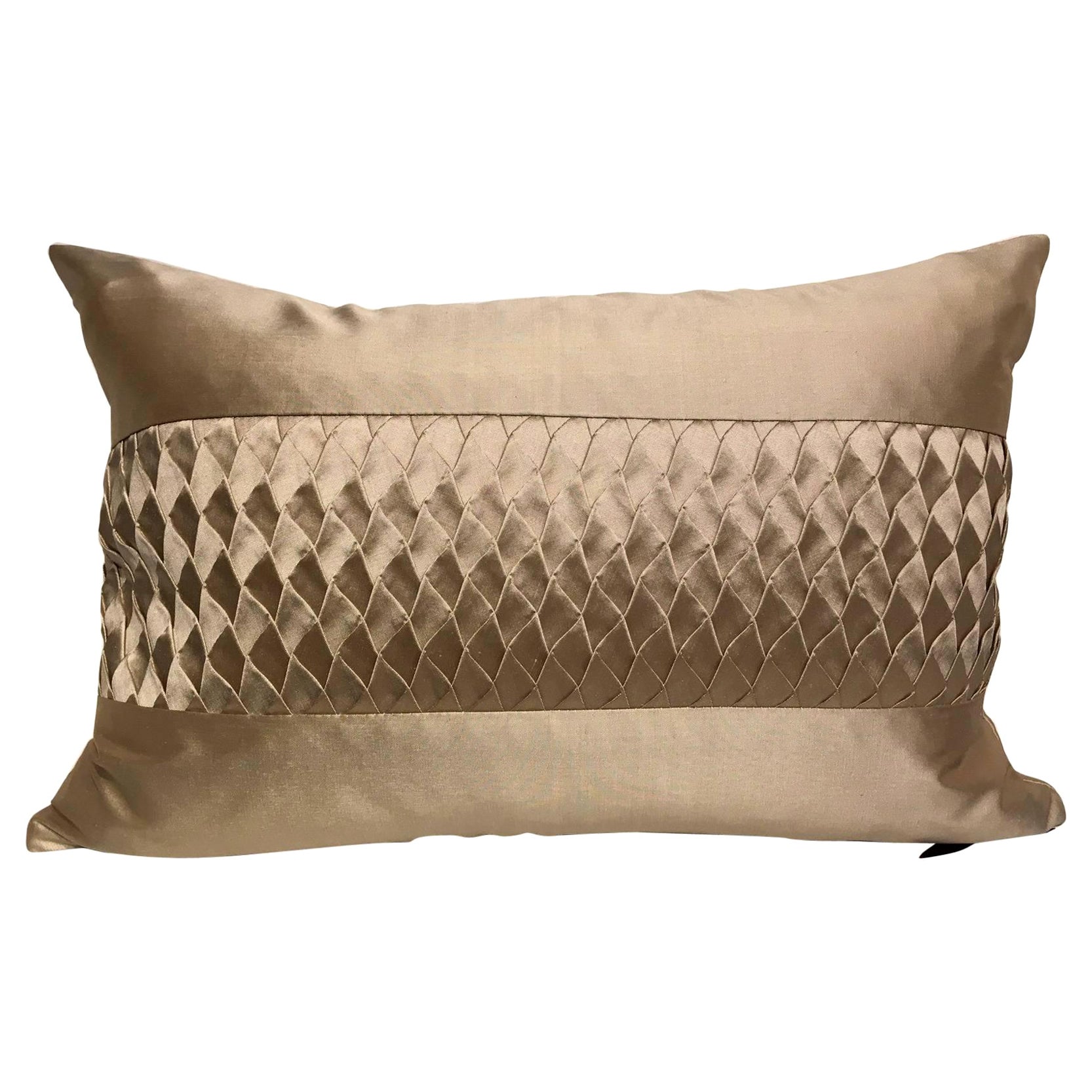 Silk Cushion Pleated Horizontal Stripe Detail Colour Pure Platinum For Sale