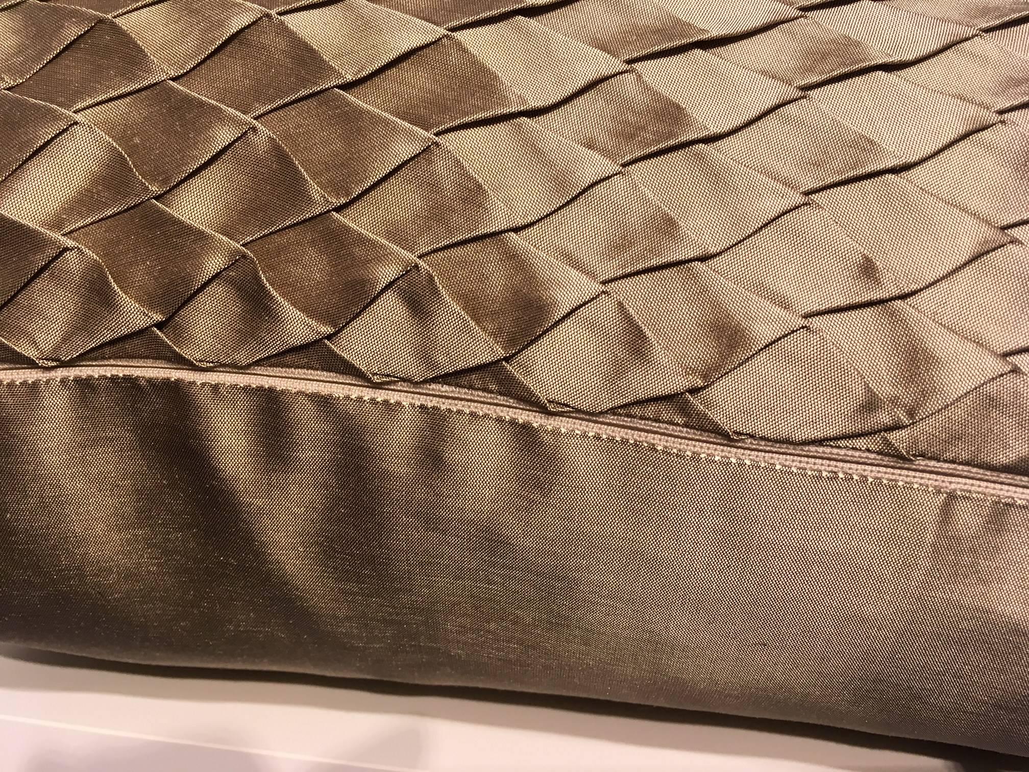 Modern Silk Cushion Pleated Small Opal Pattern Embossed Colour Platinum For Sale