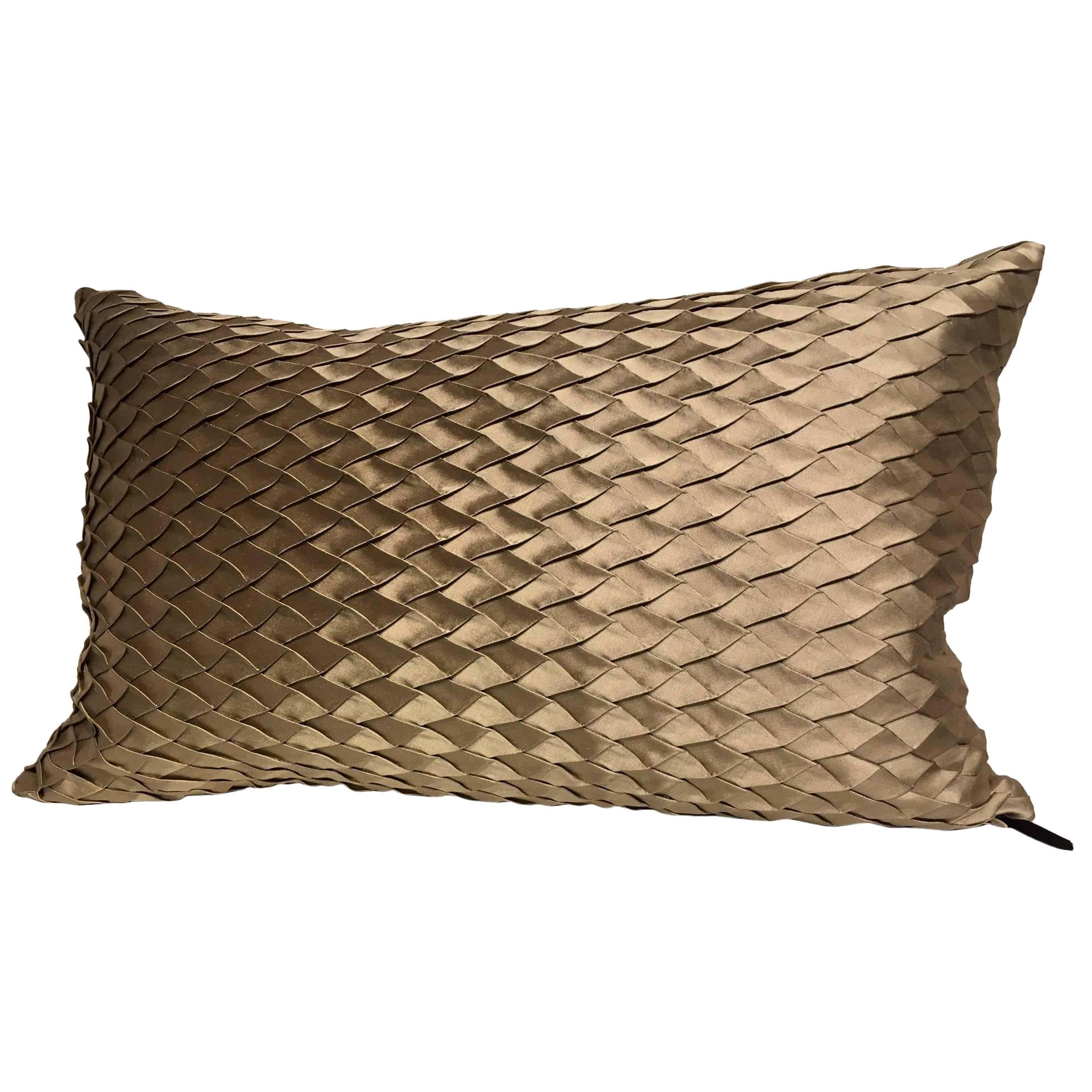 Silk Cushion Pleated Small Opal Pattern Embossed Colour Platinum For Sale