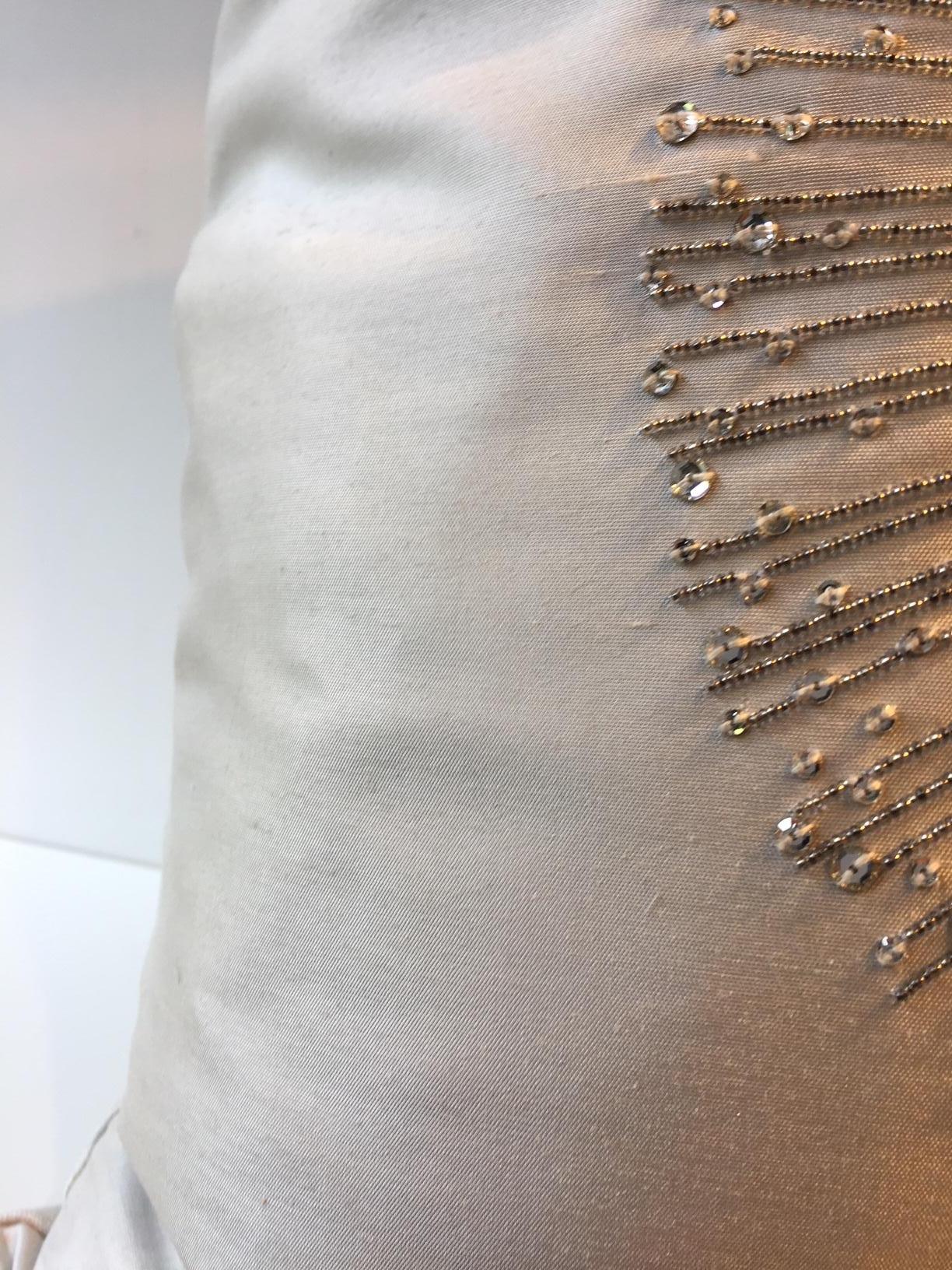 German Silk Cushion Starburst Hand Embroidery Swarovski Crystals Silk Color New Dawn