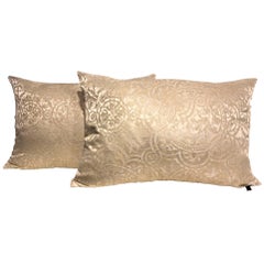 Silk Cushions Ornamental Pattern Colour Ivory and Light Gold