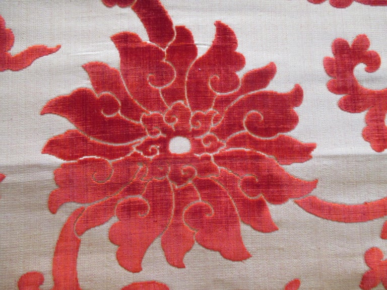 Japonisme Silk Cut Velvet Burnt Orange Obi Textile For Sale