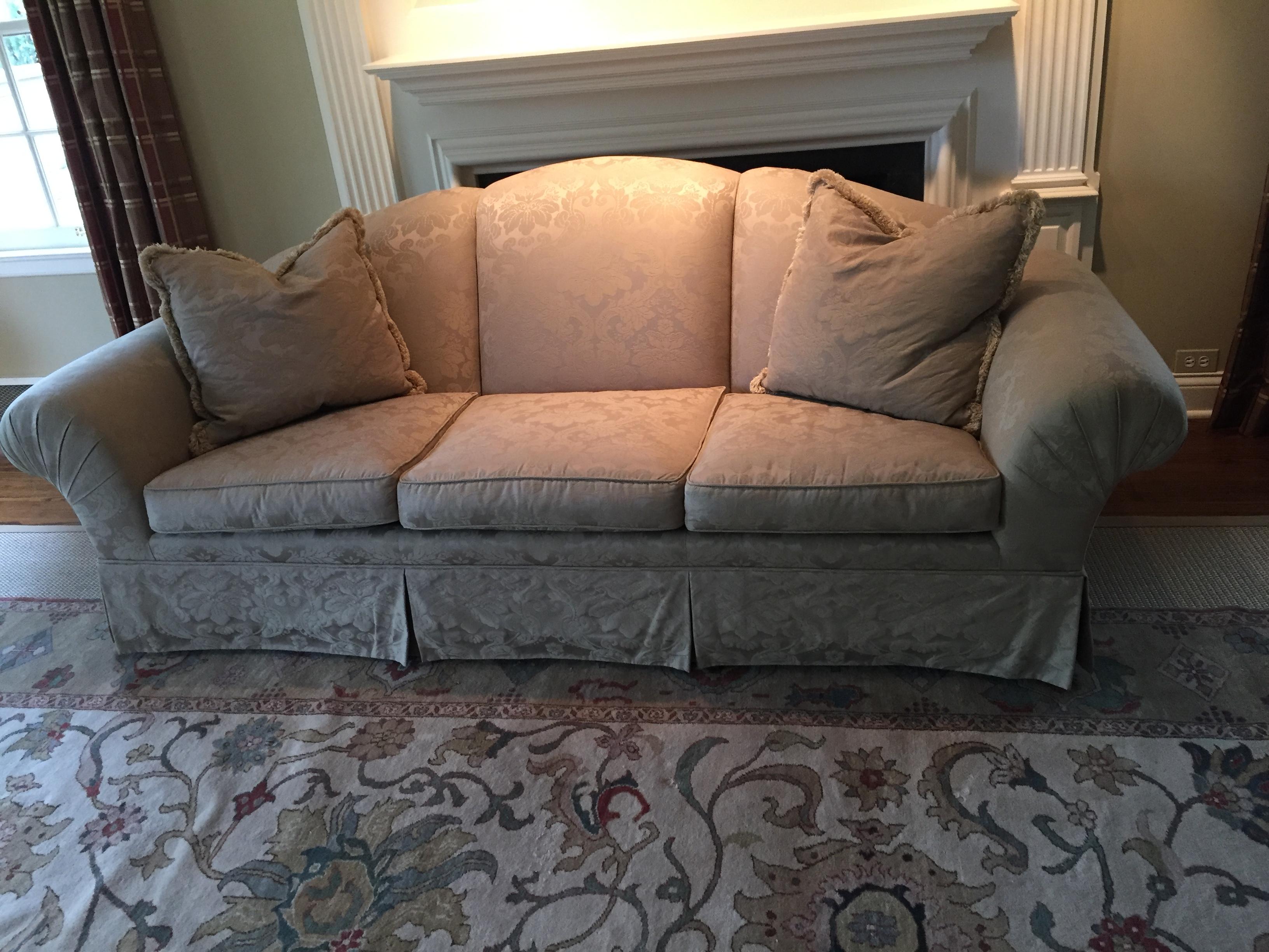 Hand-Crafted Traditional Silk Damask Sofa  Summer Hill Ltd, Hamilton  For Sale