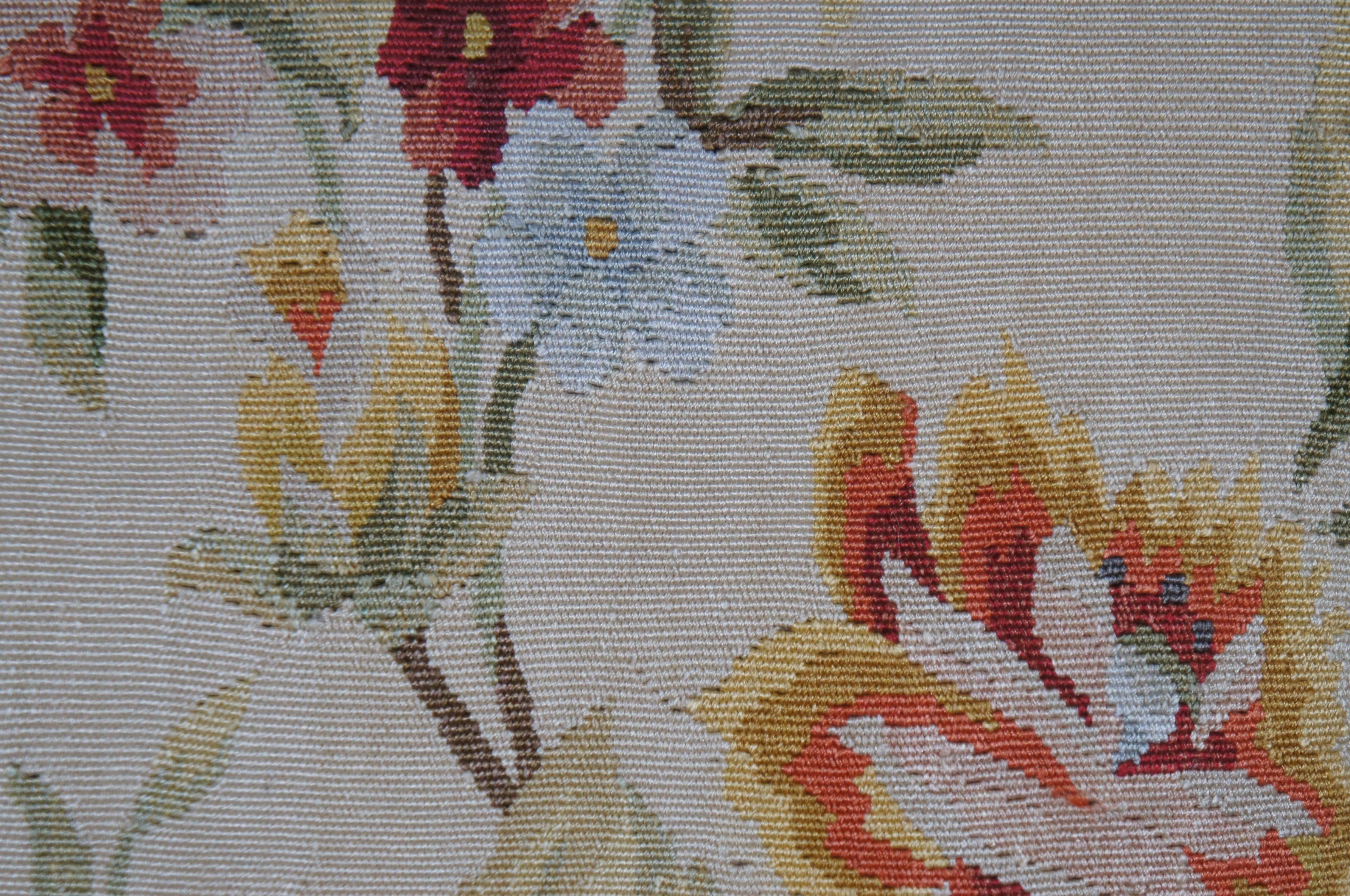 Silk Down Filled Floral Embroidered Tassel Lumbar Throw Pillow 16