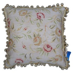 Silk Down Filled Floral Rose Embroidered Tassel Lumbar Throw Pillow Cushion 18"