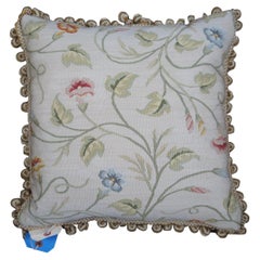 Silk Down Filled Morning Glory Floral Embroidered Tassel Lumbar Throw Pillow 18"