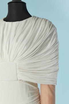 Silk draped jersey evening dress with sheer tulle sleeve TOM FORD