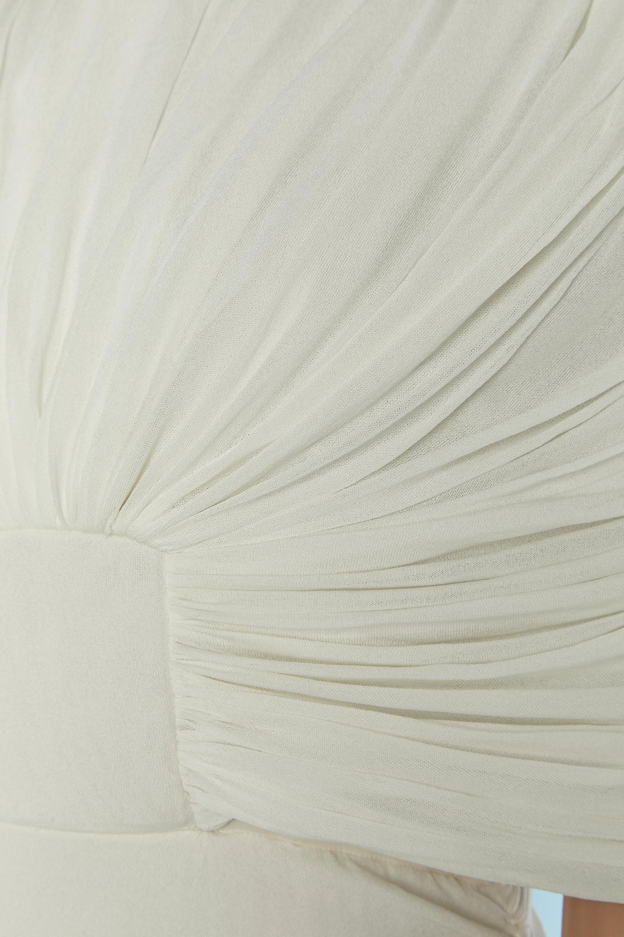 Silk draped jersey evening dress with sheer tulle sleeve TOM FORD In Excellent Condition For Sale In Saint-Ouen-Sur-Seine, FR