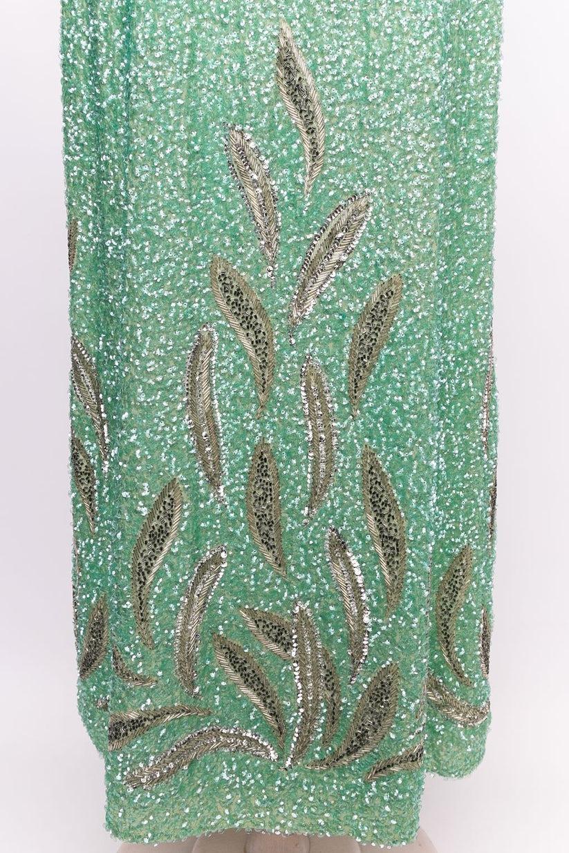 Silk Dress Embroidered with Sequins, 1960s-1970s For Sale 1