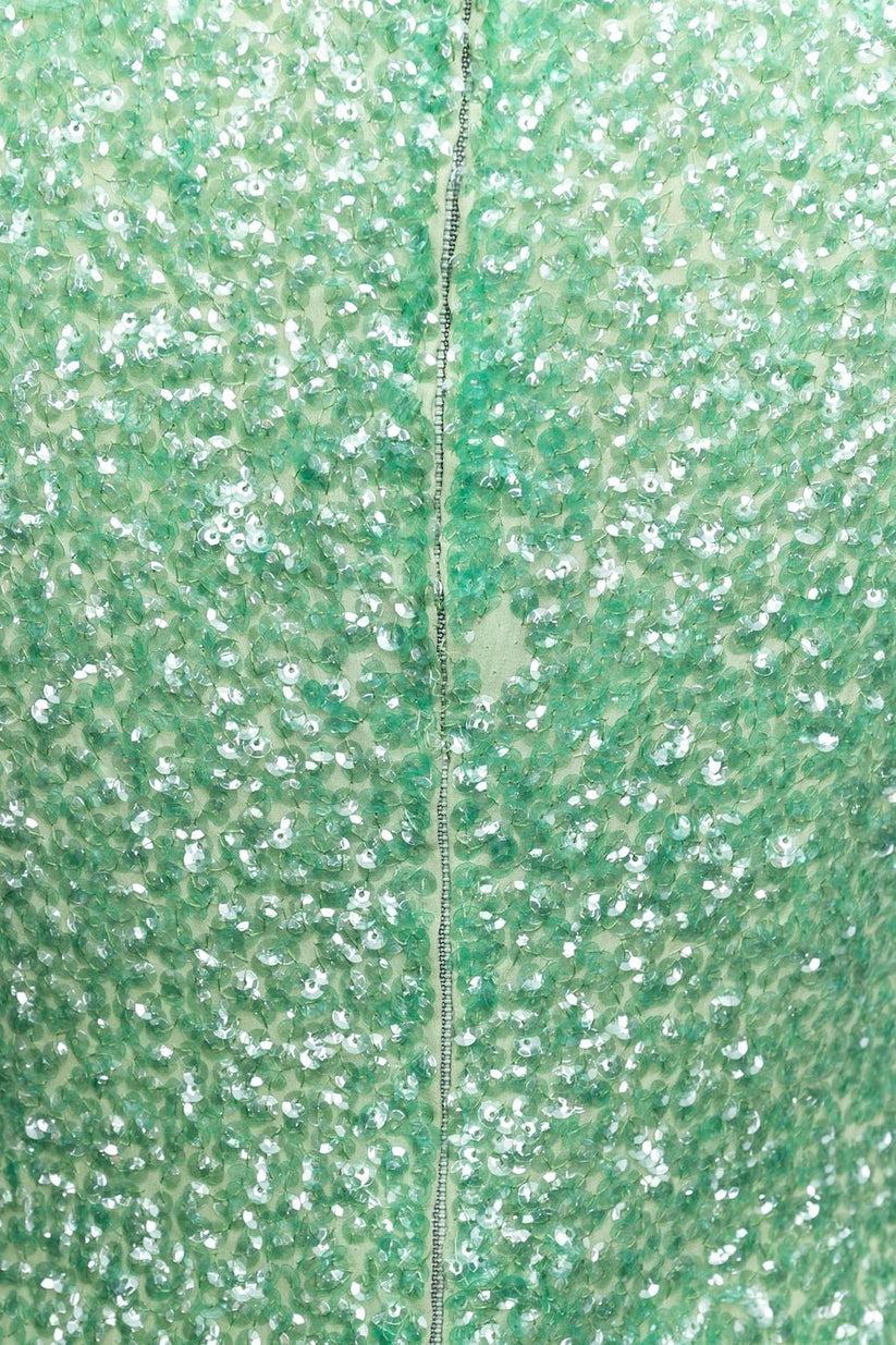 Abito in seta ricamato con paillettes, anni '60-'70 in vendita 3