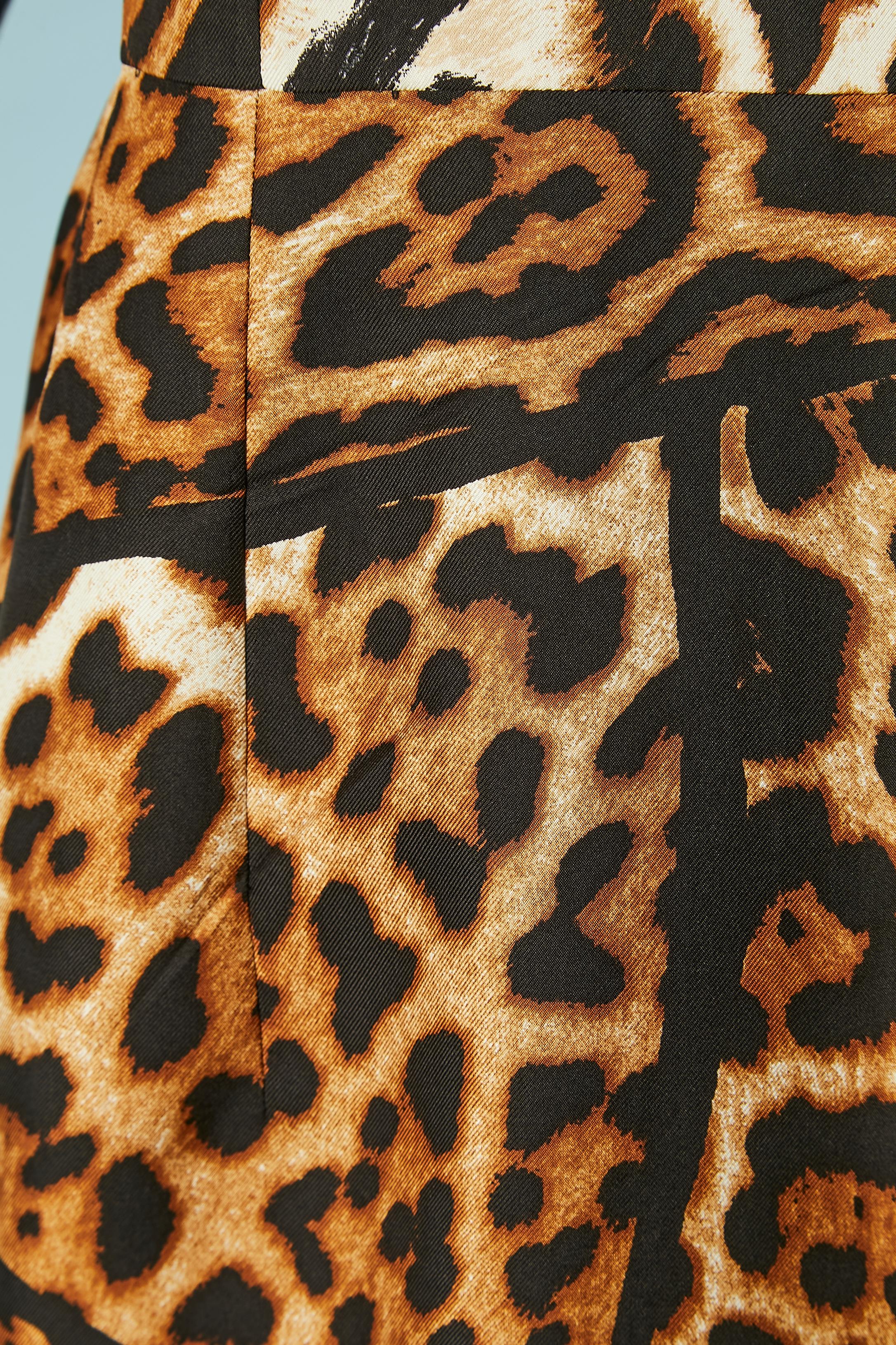 Silk dress with leopard print Yves Saint Laurent  In Excellent Condition For Sale In Saint-Ouen-Sur-Seine, FR
