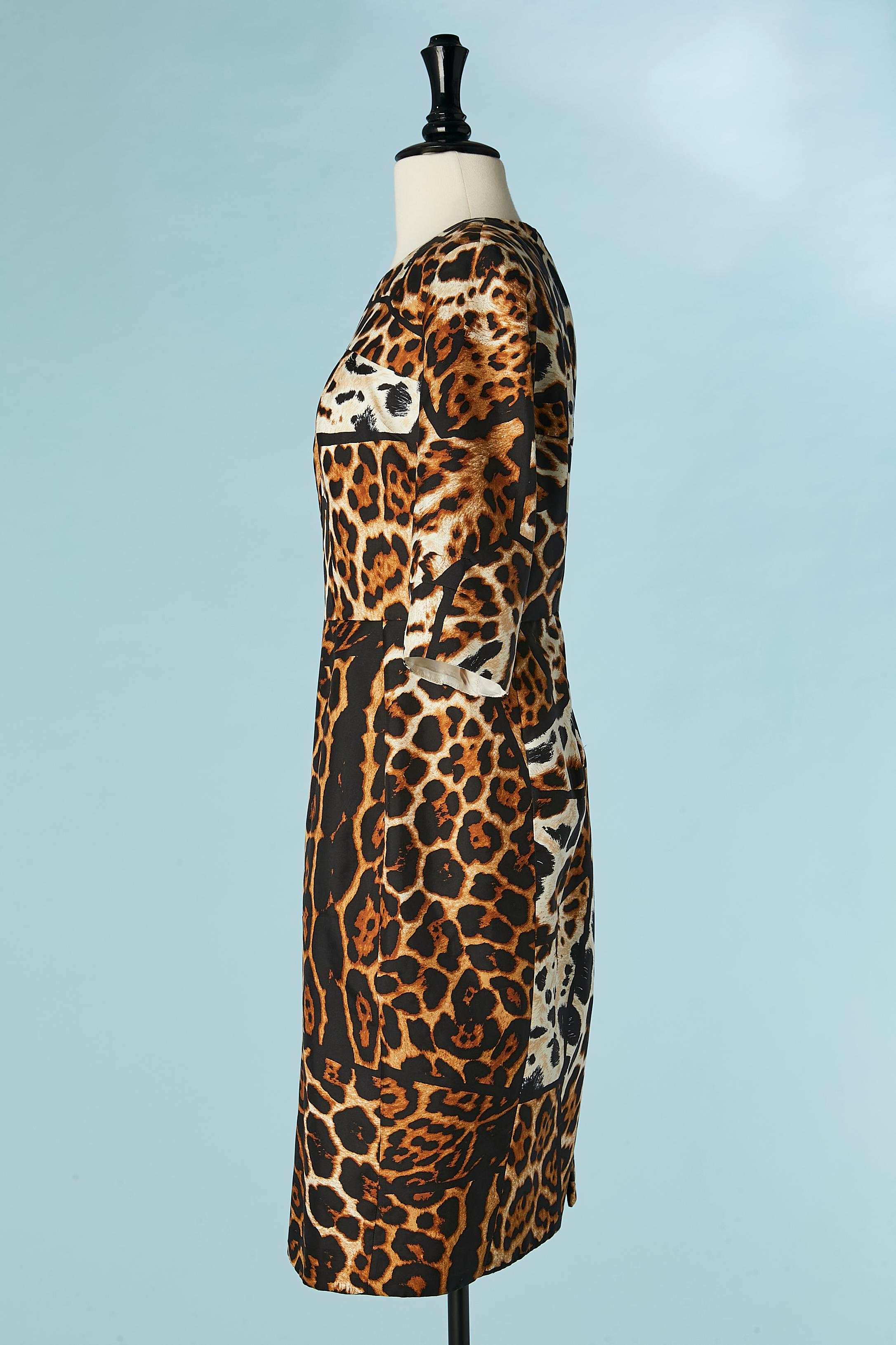 Women's Silk dress with leopard print Yves Saint Laurent  For Sale