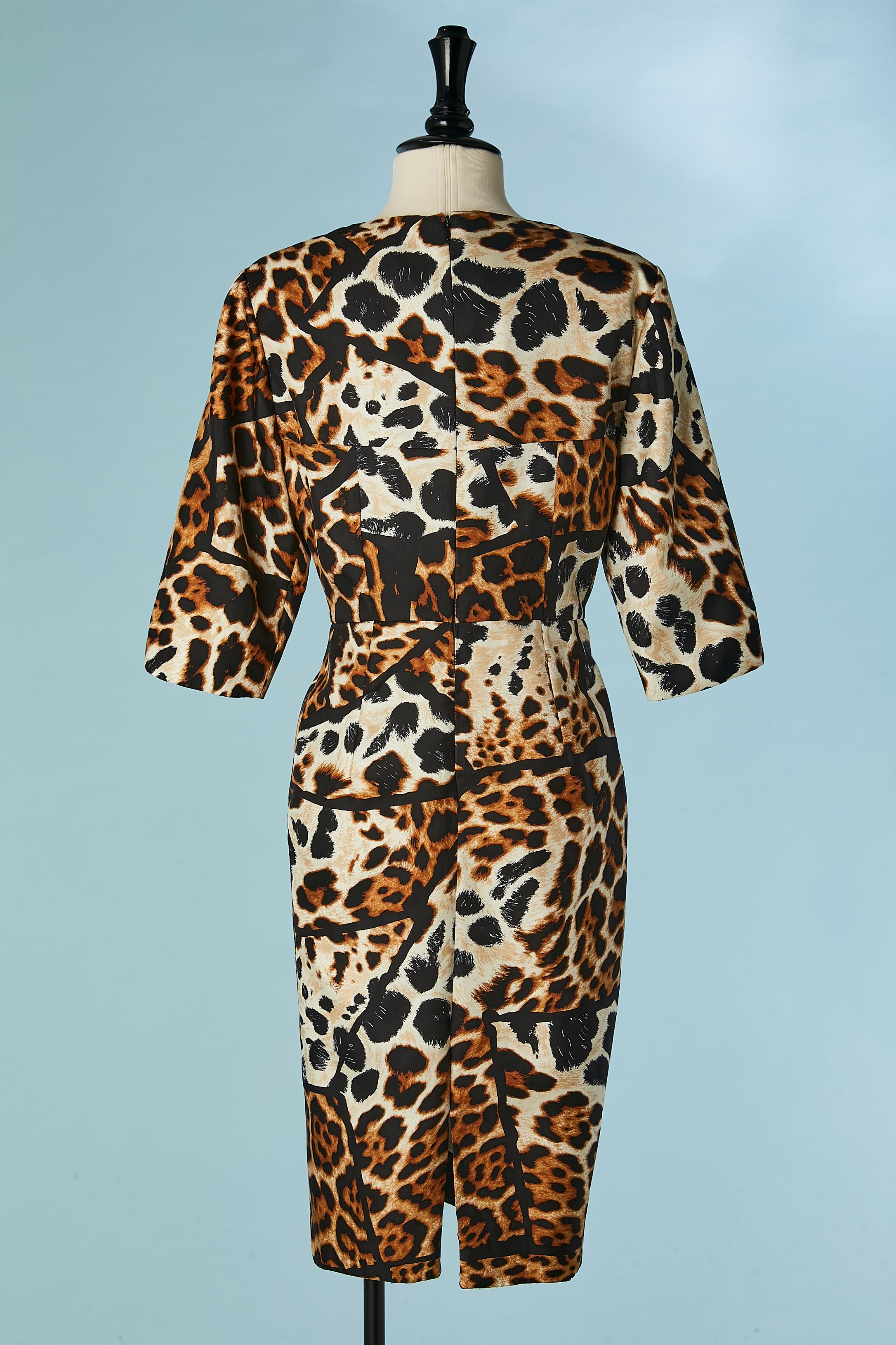 Silk dress with leopard print Yves Saint Laurent  For Sale 1