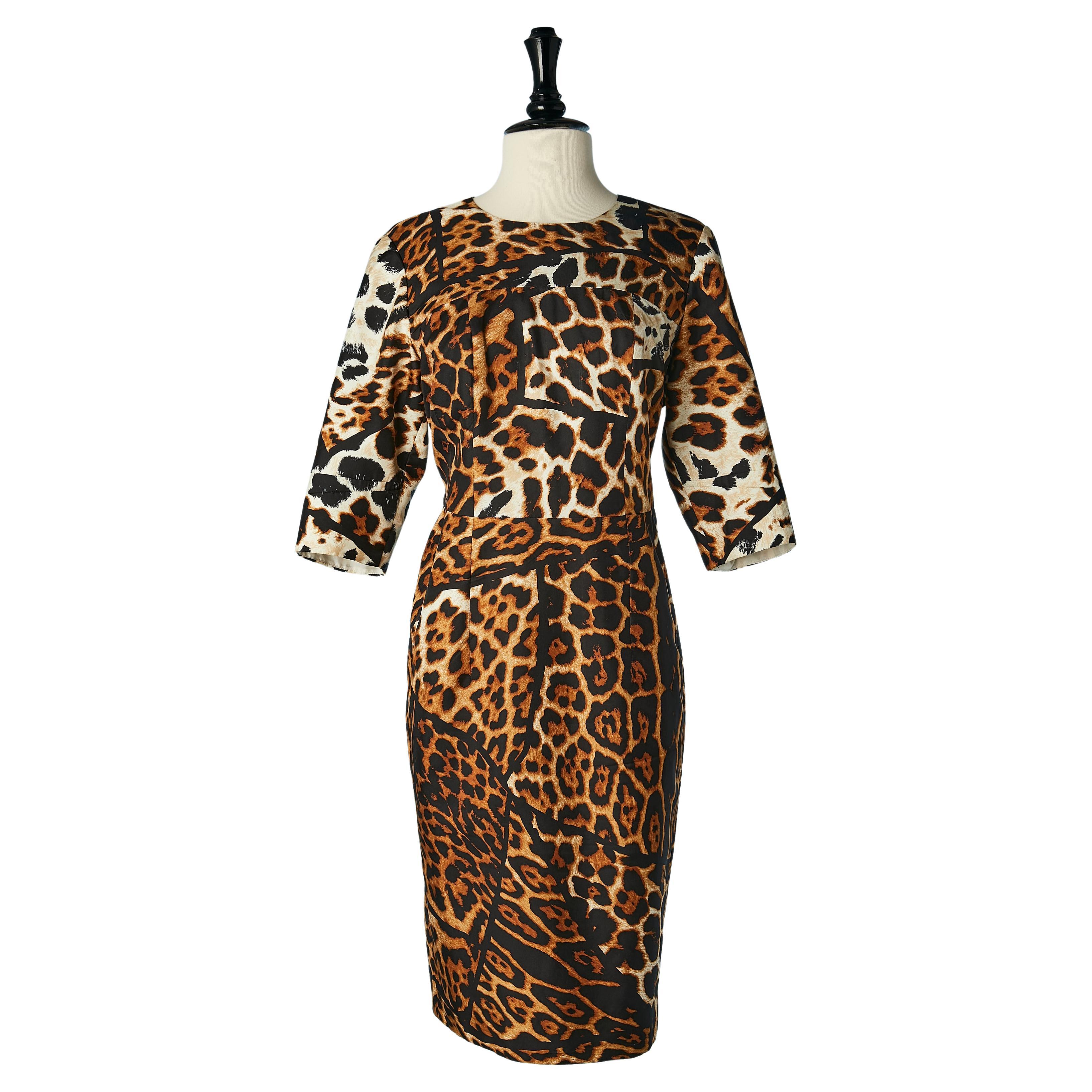 Silk dress with leopard print Yves Saint Laurent  For Sale