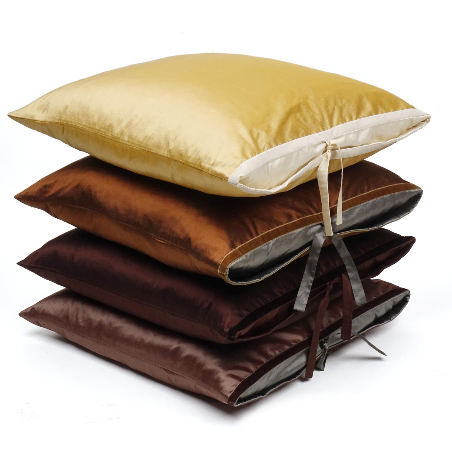 American Silk Dupioni Throw Pillow Chocolate For Sale