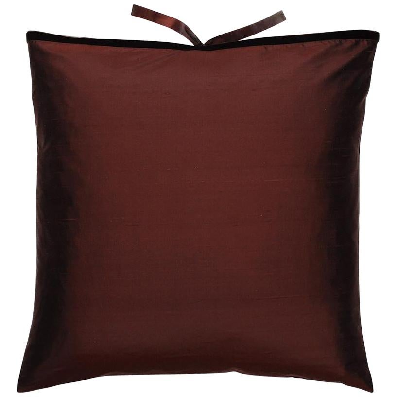 Silk Dupioni Throw Pillow Chocolate For Sale