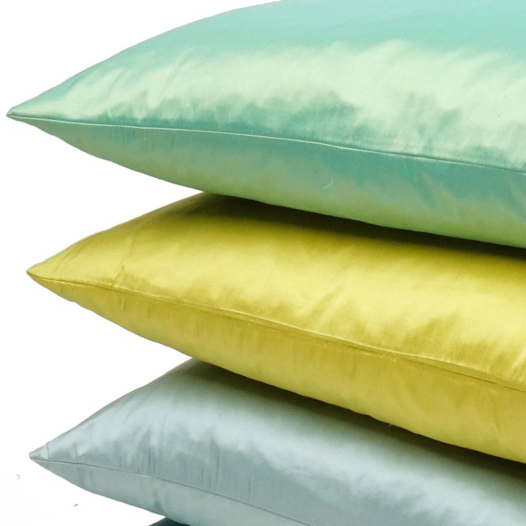 Silk Dupioni Throw Pillow Sea Mint For Sale at 1stDibs