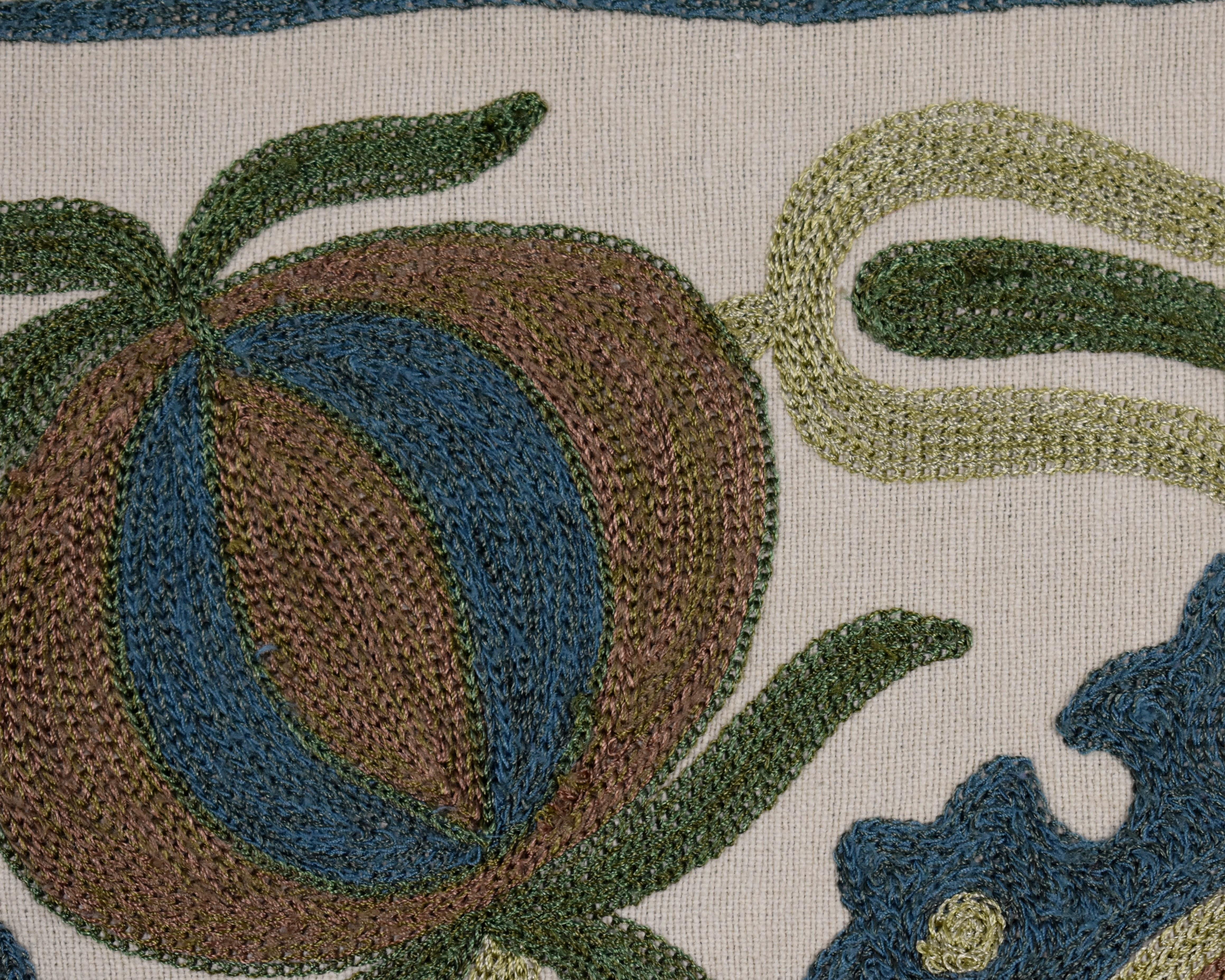 Folk Art Silk Embroidered Decorative Panel For Sale