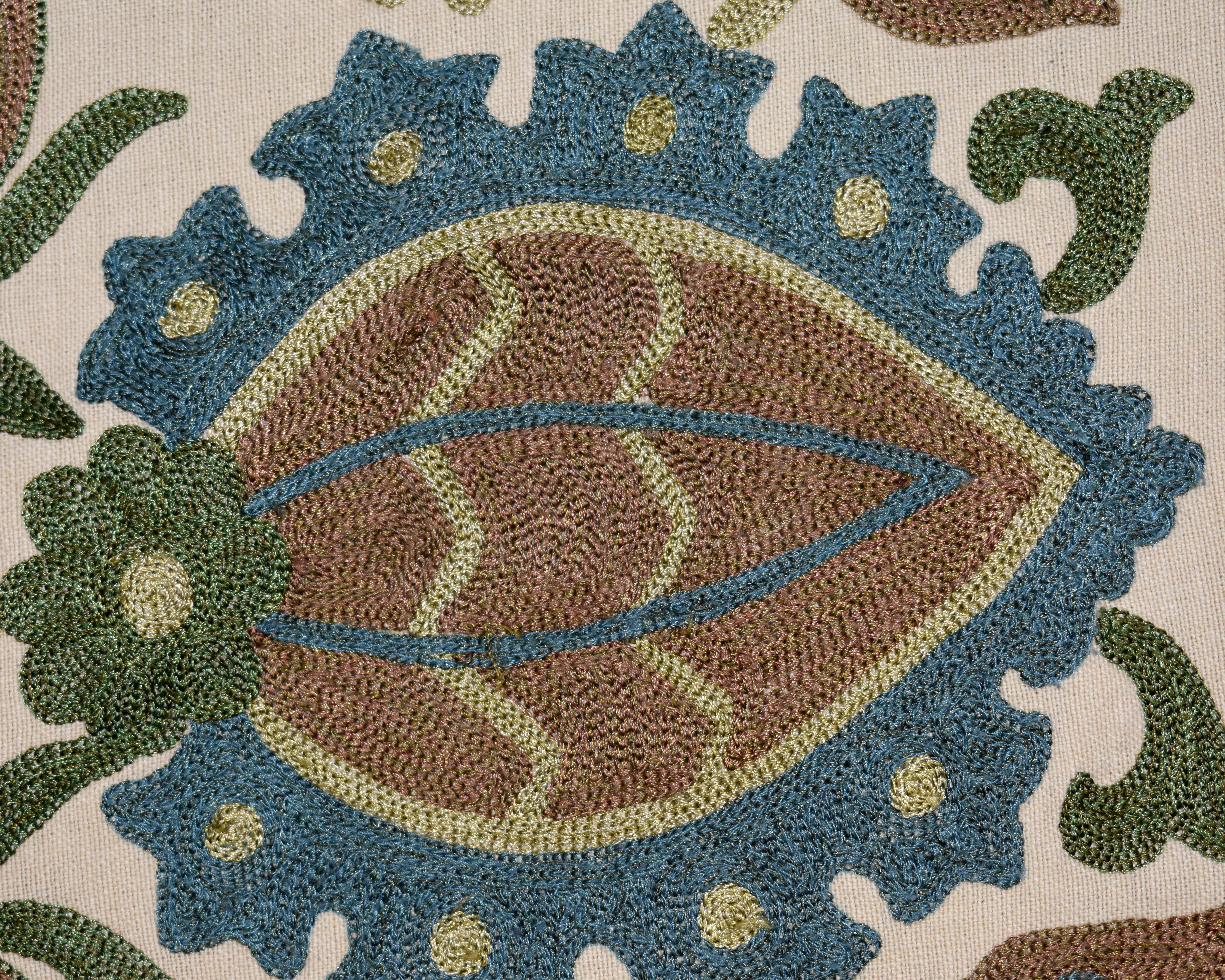Uzbek Silk Embroidered Decorative Panel For Sale