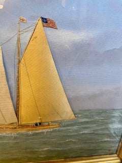Silk Embroidered Hand Painted Seascape by Thomas Willis, circa 1890