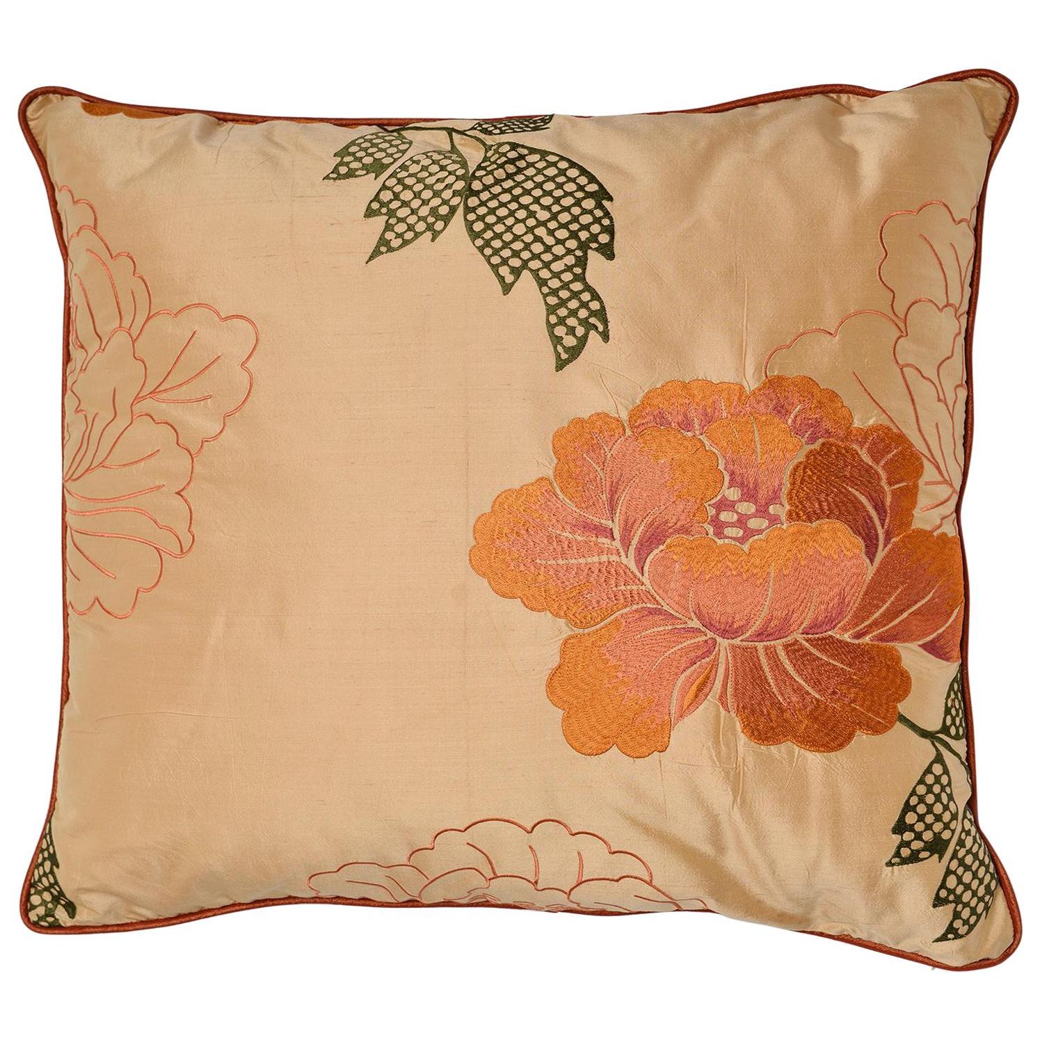 Silk Embroidered Large Italian Pillow