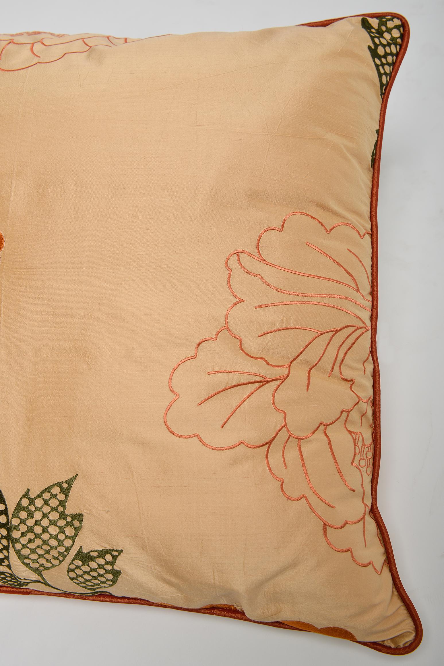 Contemporary Silk Embroidered Large Italian Pillow For Sale