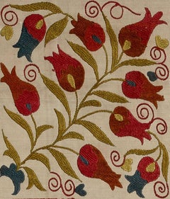 Silk Embroidery Cushion Cover, Handmade Suzani Toss Pillow, Sham, Lace Pillow